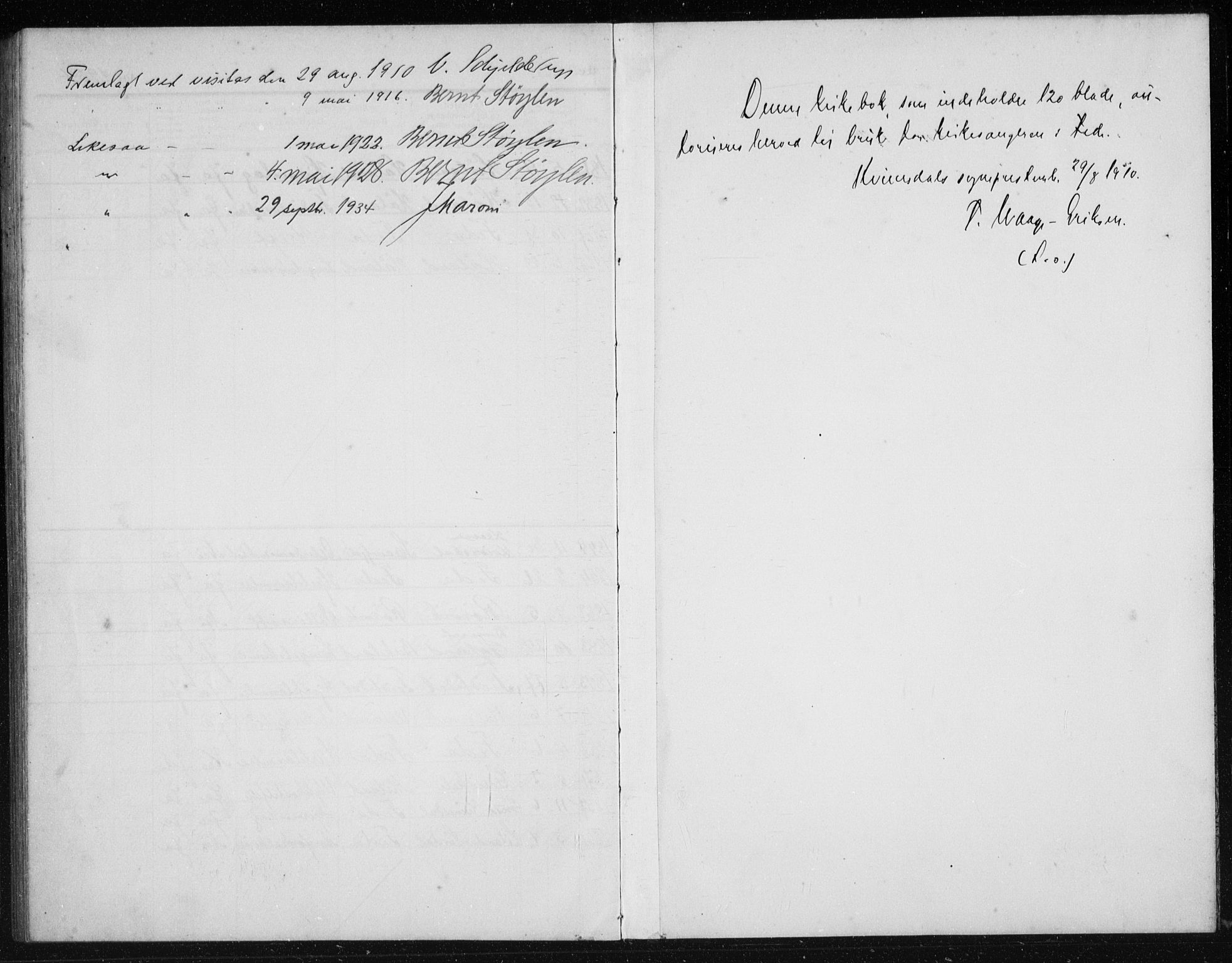 Kvinesdal sokneprestkontor, SAK/1111-0026/F/Fb/Fba/L0005: Parish register (copy) no. B 5, 1910-1934