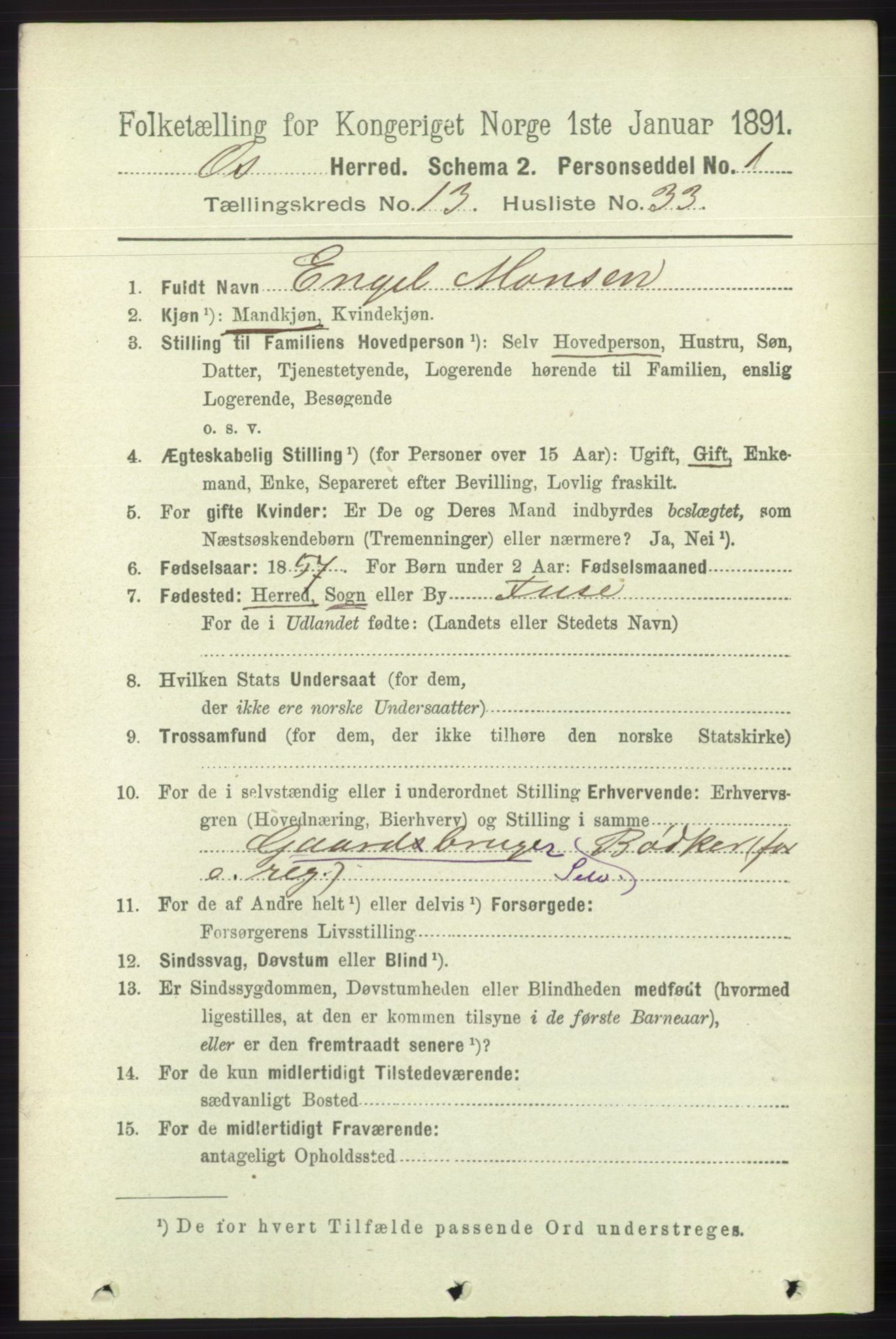 RA, 1891 census for 1243 Os, 1891, p. 2983