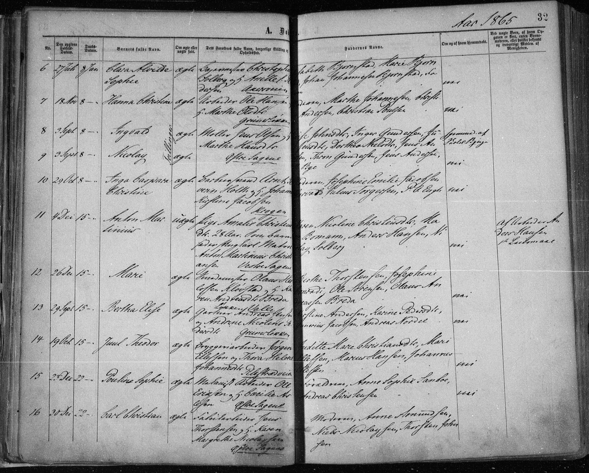 Gamle Aker prestekontor Kirkebøker, SAO/A-10617a/F/L0002: Parish register (official) no. 2, 1864-1872, p. 32