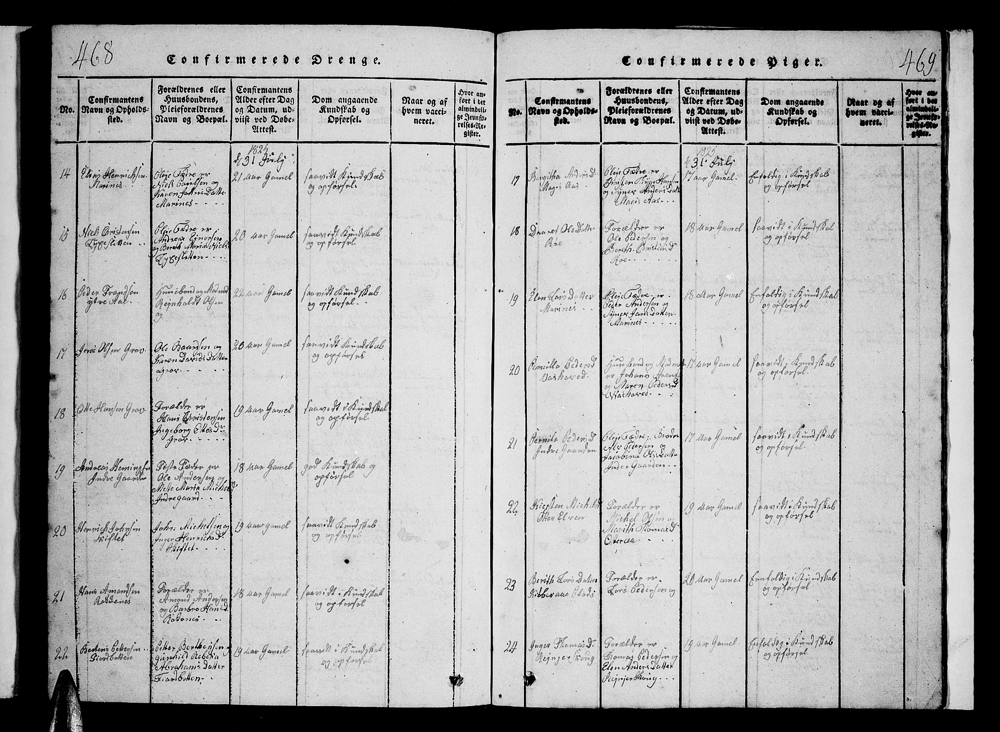 Ibestad sokneprestembete, AV/SATØ-S-0077/H/Ha/Hab/L0002klokker: Parish register (copy) no. 2, 1821-1833, p. 468-469