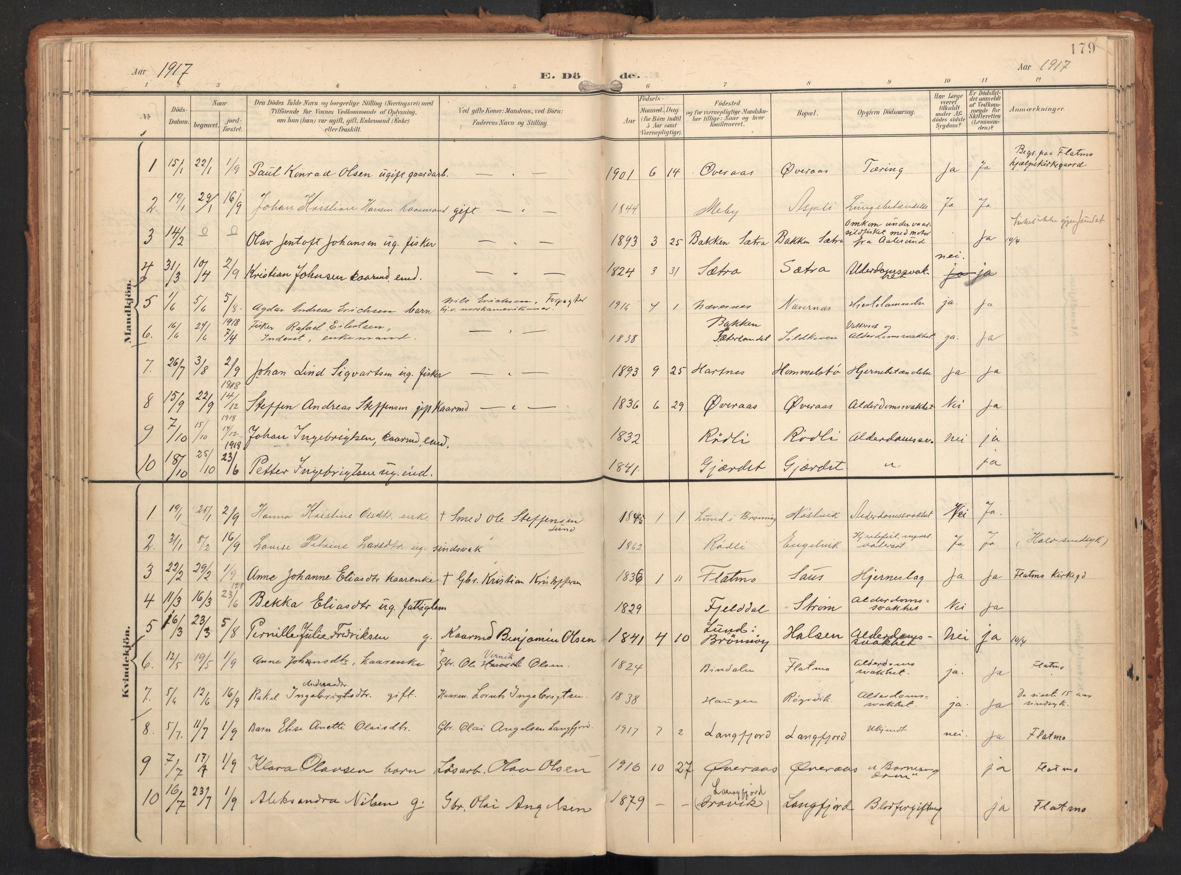 Ministerialprotokoller, klokkerbøker og fødselsregistre - Nordland, SAT/A-1459/814/L0227: Parish register (official) no. 814A08, 1899-1920, p. 179
