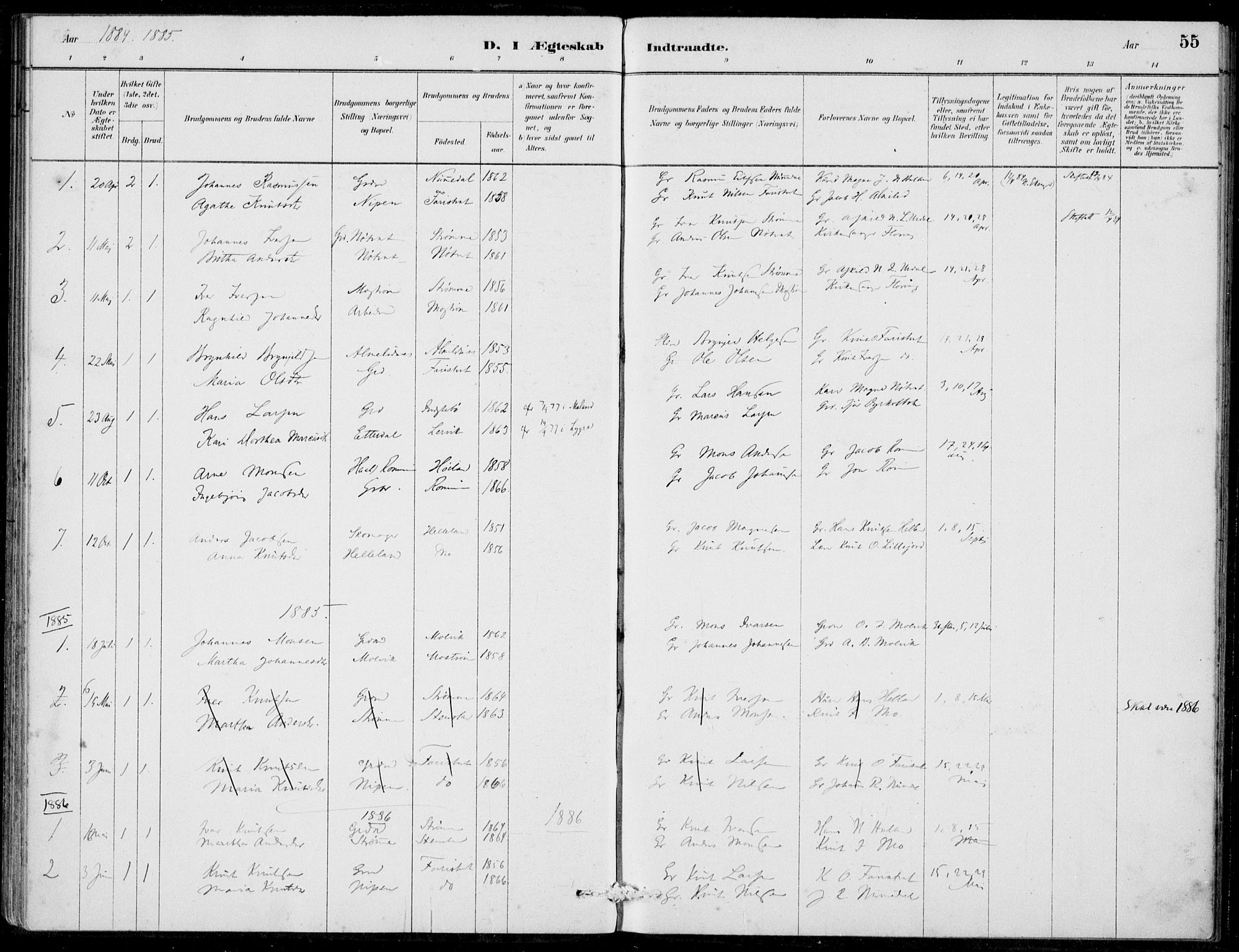 Hosanger sokneprestembete, SAB/A-75801/H/Haa: Parish register (official) no. C  1, 1880-1900, p. 55