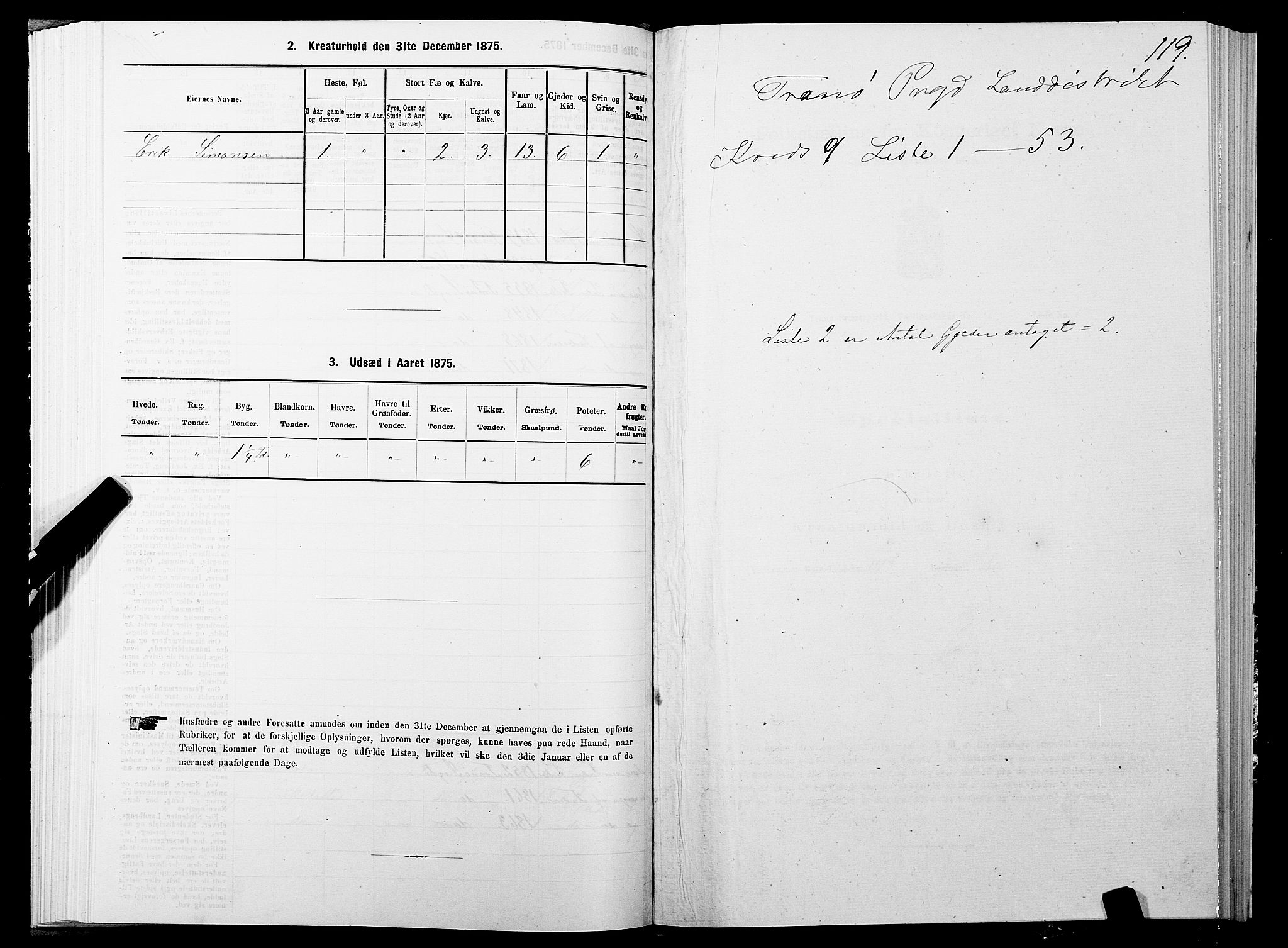 SATØ, 1875 census for 1927P Tranøy, 1875, p. 4119