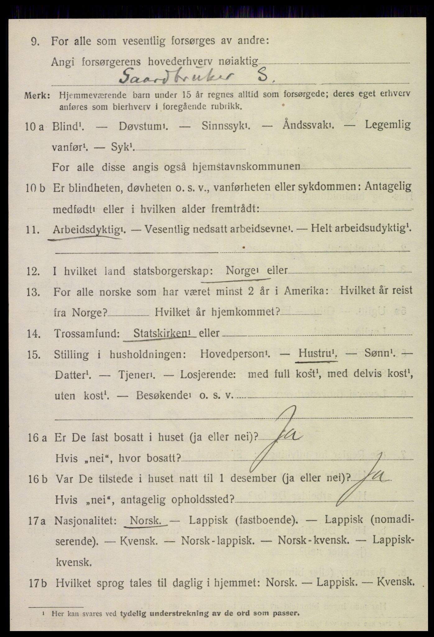 SAT, 1920 census for Beitstad, 1920, p. 2378