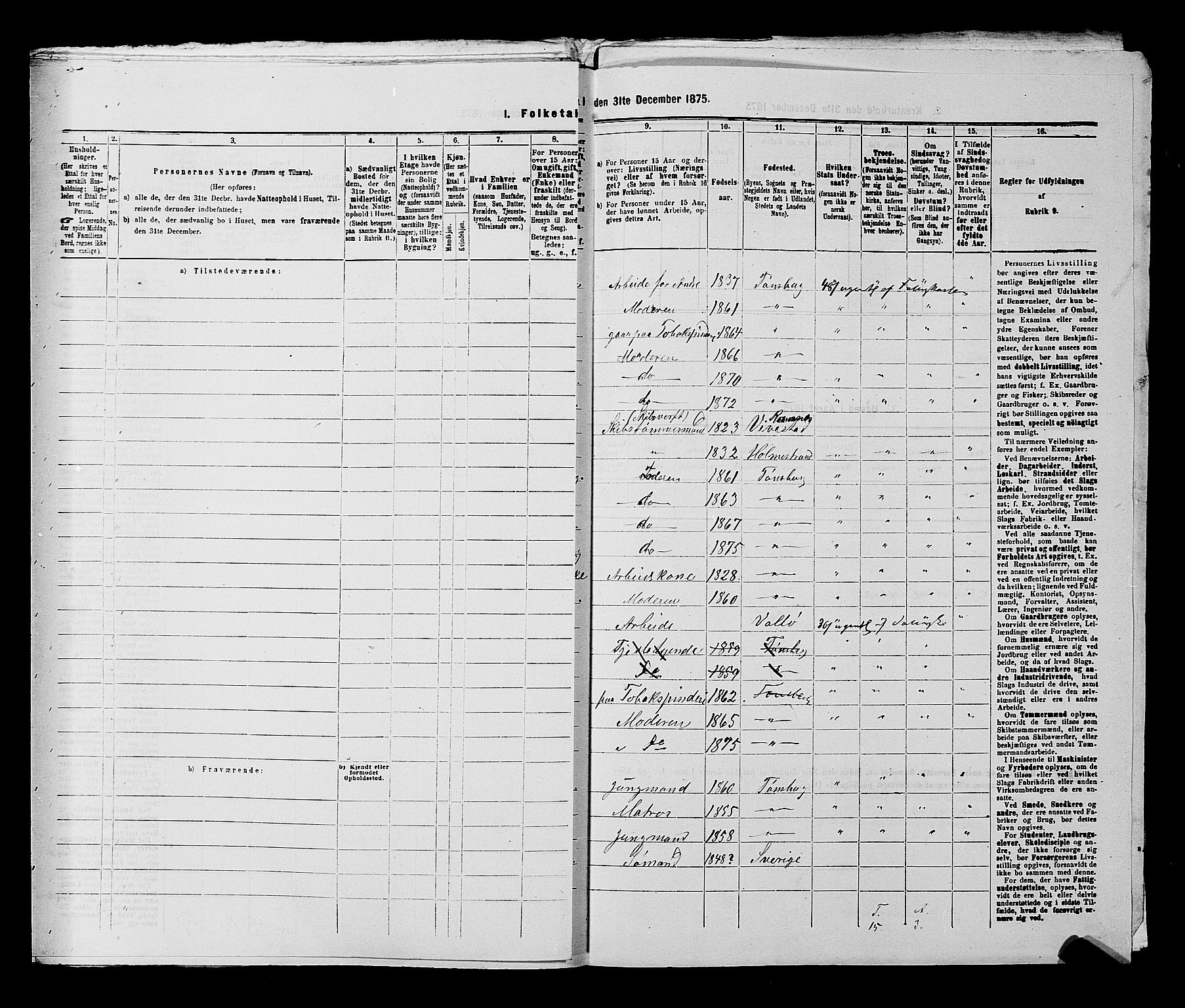 SAKO, 1875 census for 0705P Tønsberg, 1875, p. 325