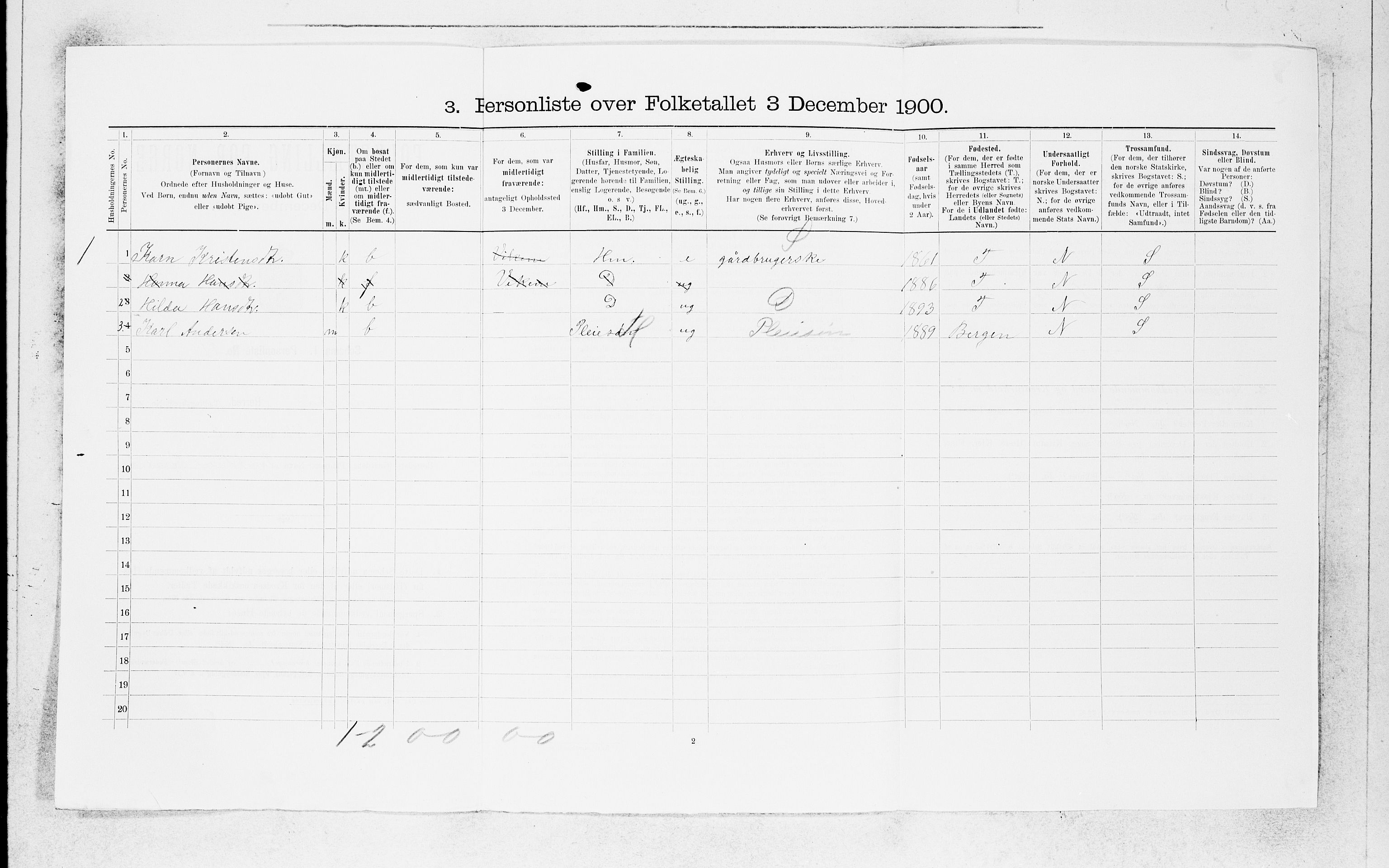 SAB, 1900 census for Lindås, 1900, p. 1554