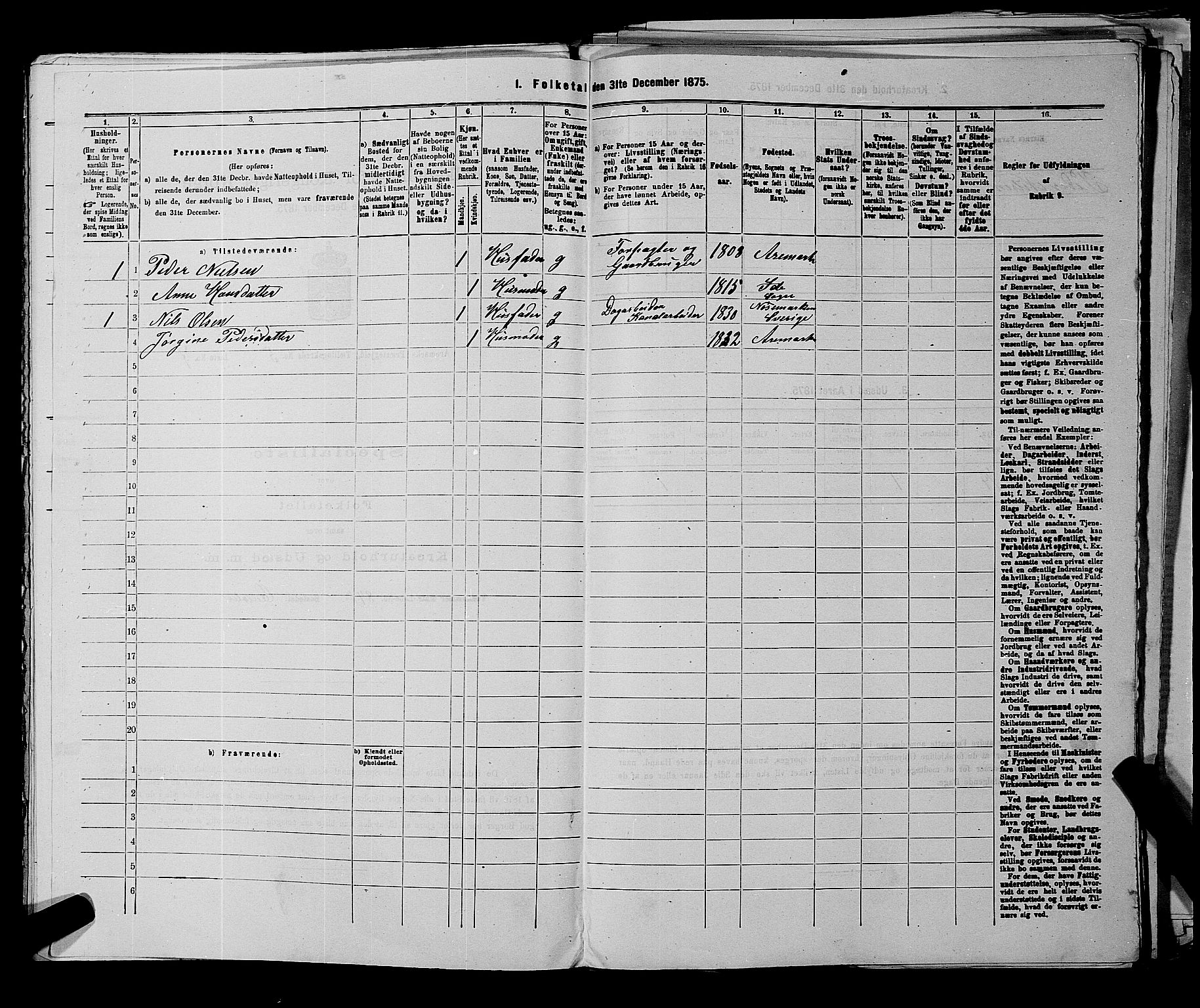 RA, 1875 census for 0118P Aremark, 1875, p. 658