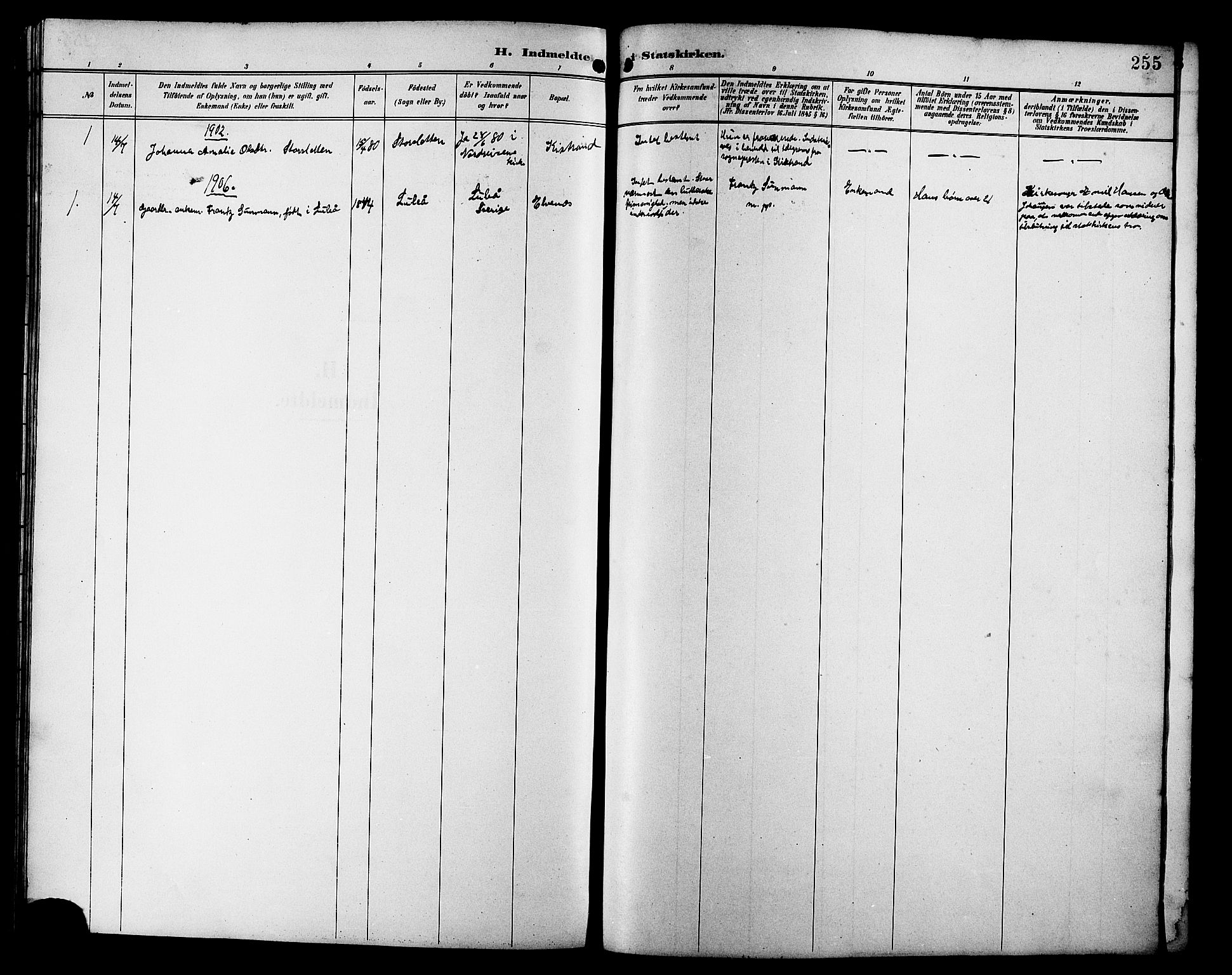 Skjervøy sokneprestkontor, AV/SATØ-S-1300/H/Ha/Hab/L0021klokker: Parish register (copy) no. 21, 1893-1910, p. 255