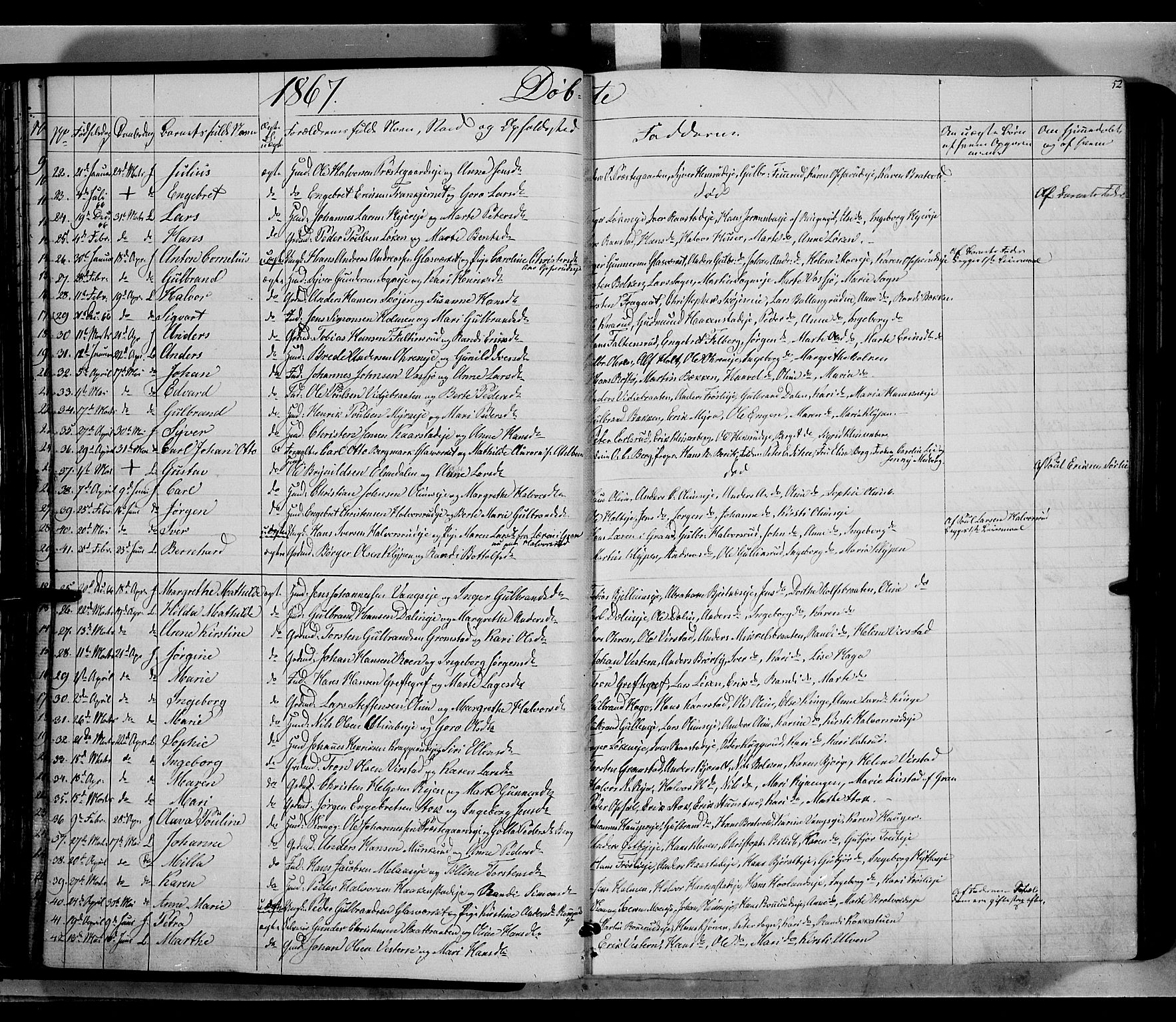 Jevnaker prestekontor, AV/SAH-PREST-116/H/Ha/Haa/L0007: Parish register (official) no. 7, 1858-1876, p. 52