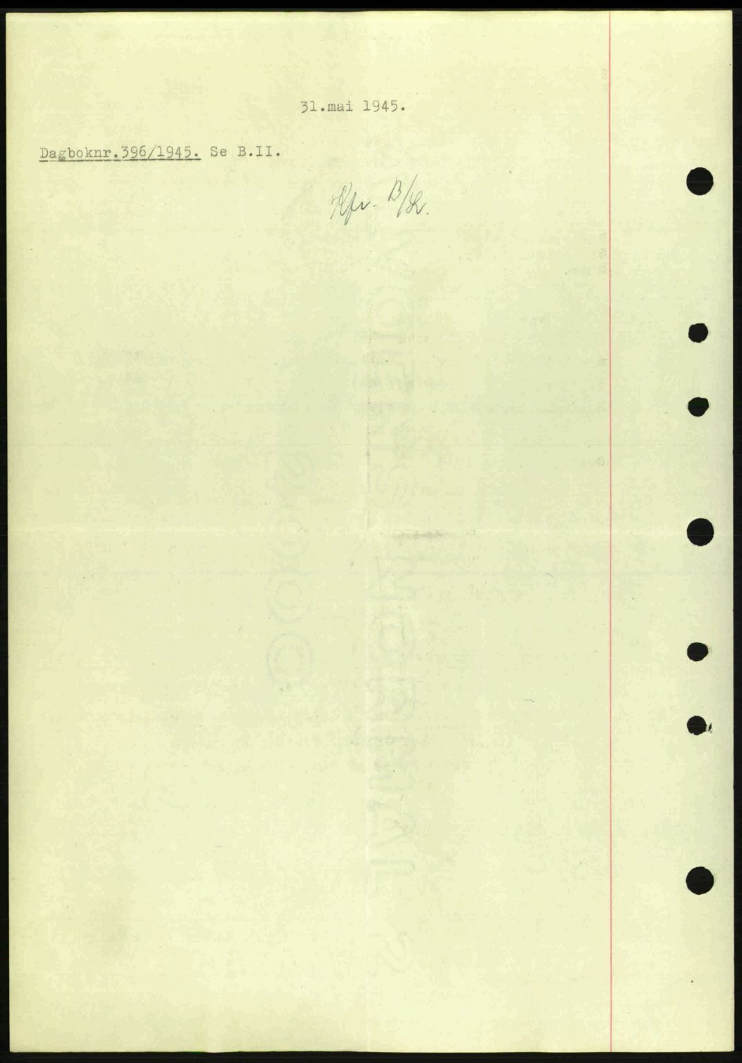 Nedenes sorenskriveri, SAK/1221-0006/G/Gb/Gba/L0052: Mortgage book no. A6a, 1944-1945, Diary no: : 396/1945