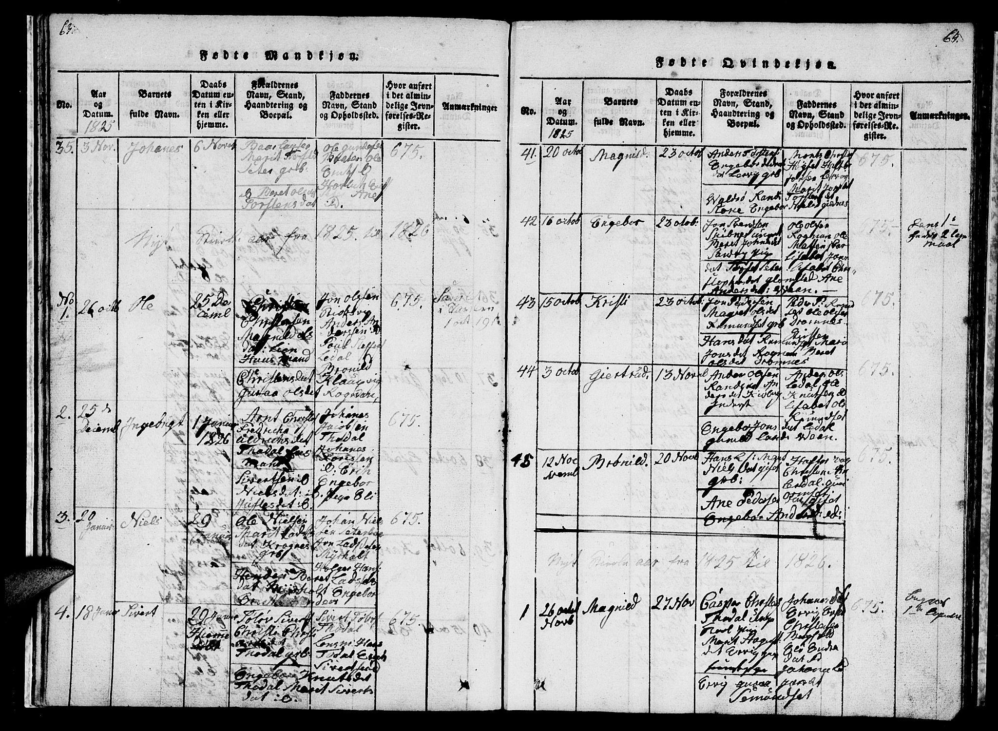 Ministerialprotokoller, klokkerbøker og fødselsregistre - Møre og Romsdal, AV/SAT-A-1454/578/L0908: Parish register (copy) no. 578C01, 1819-1837, p. 63-64