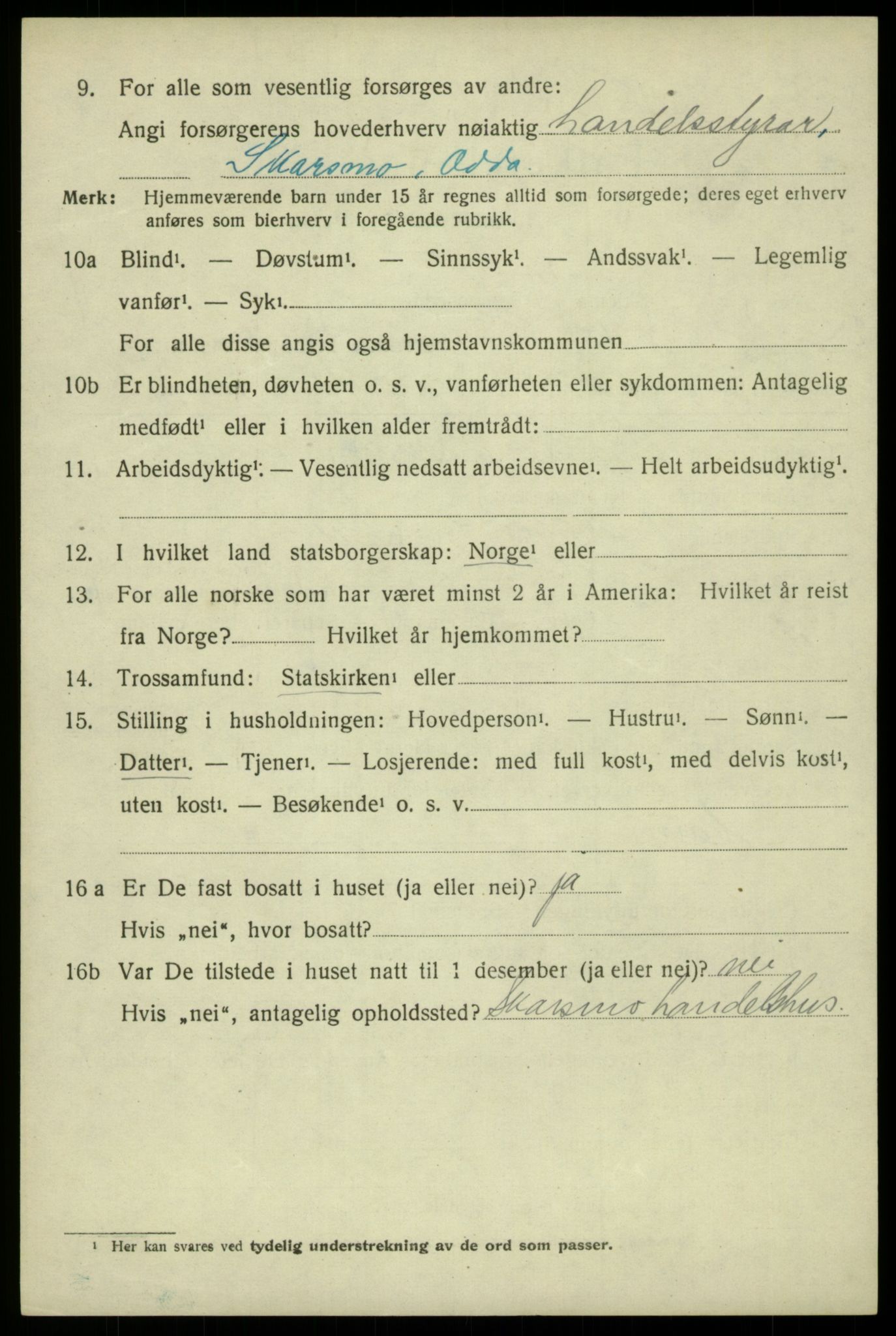 SAB, 1920 census for Odda, 1920, p. 1770