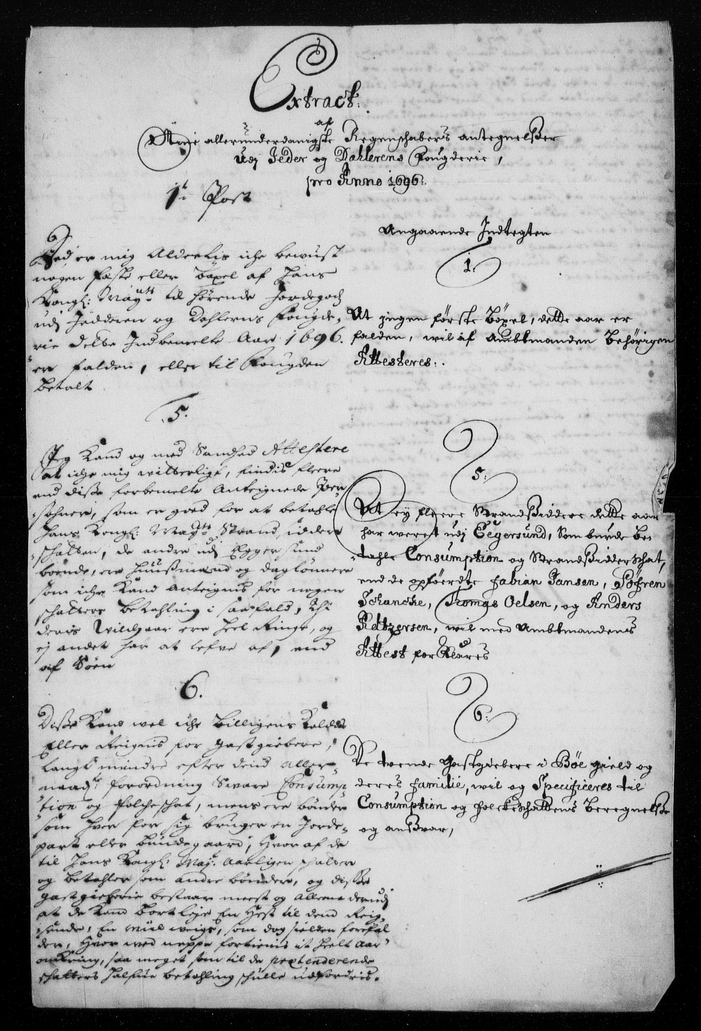 Rentekammeret inntil 1814, Reviderte regnskaper, Fogderegnskap, RA/EA-4092/R46/L2728: Fogderegnskap Jæren og Dalane, 1694-1696, p. 530