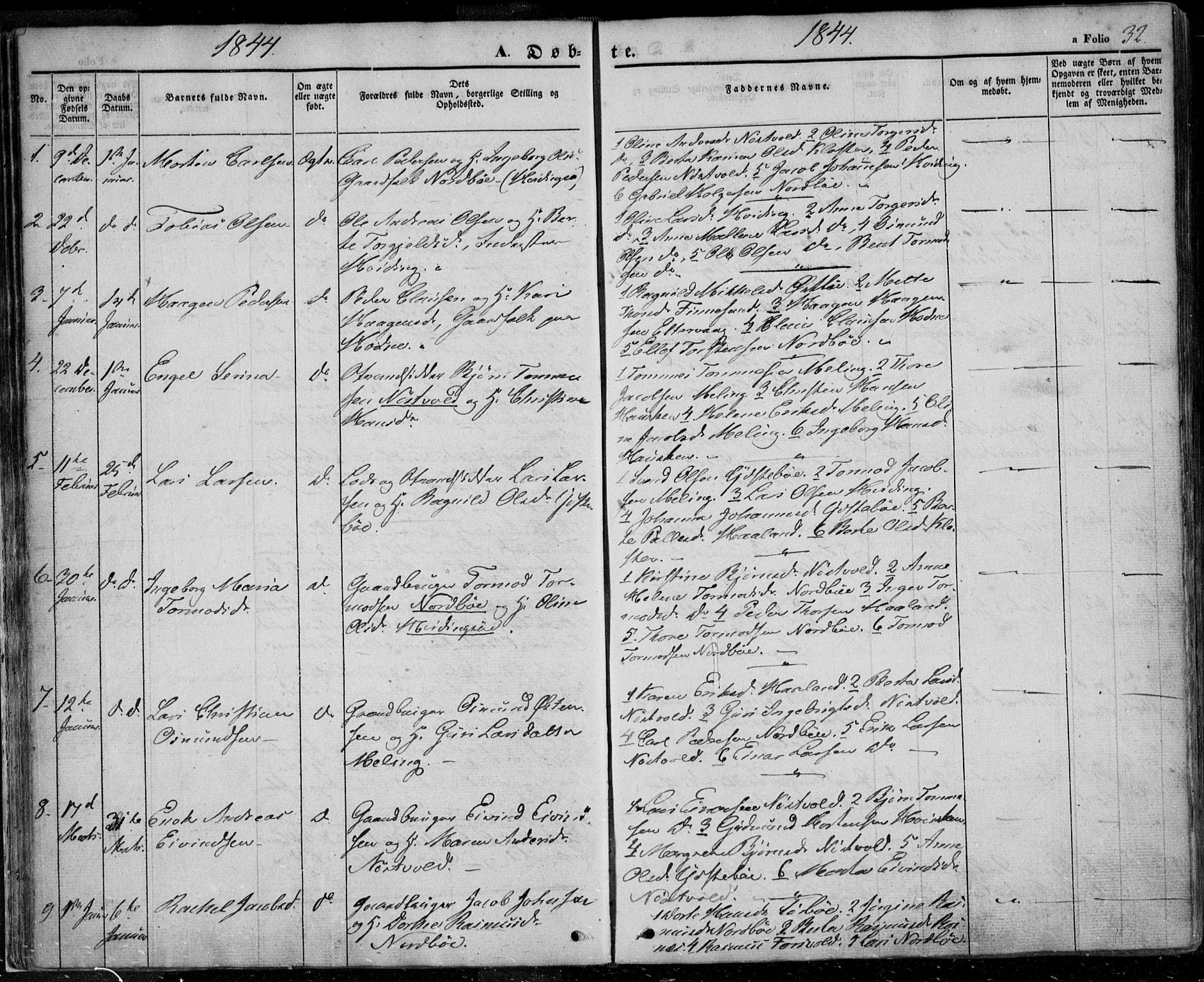 Rennesøy sokneprestkontor, SAST/A -101827/H/Ha/Haa/L0005: Parish register (official) no. A 5, 1838-1859, p. 32