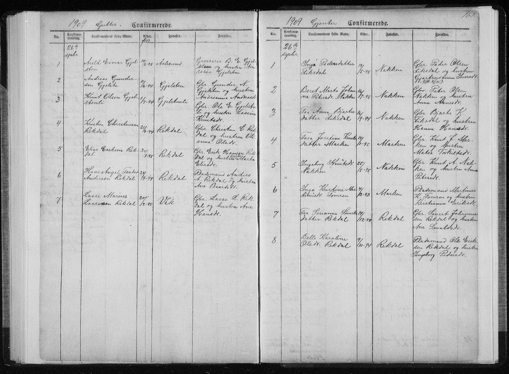 Ministerialprotokoller, klokkerbøker og fødselsregistre - Møre og Romsdal, SAT/A-1454/540/L0541: Parish register (copy) no. 540C01, 1867-1920, p. 169