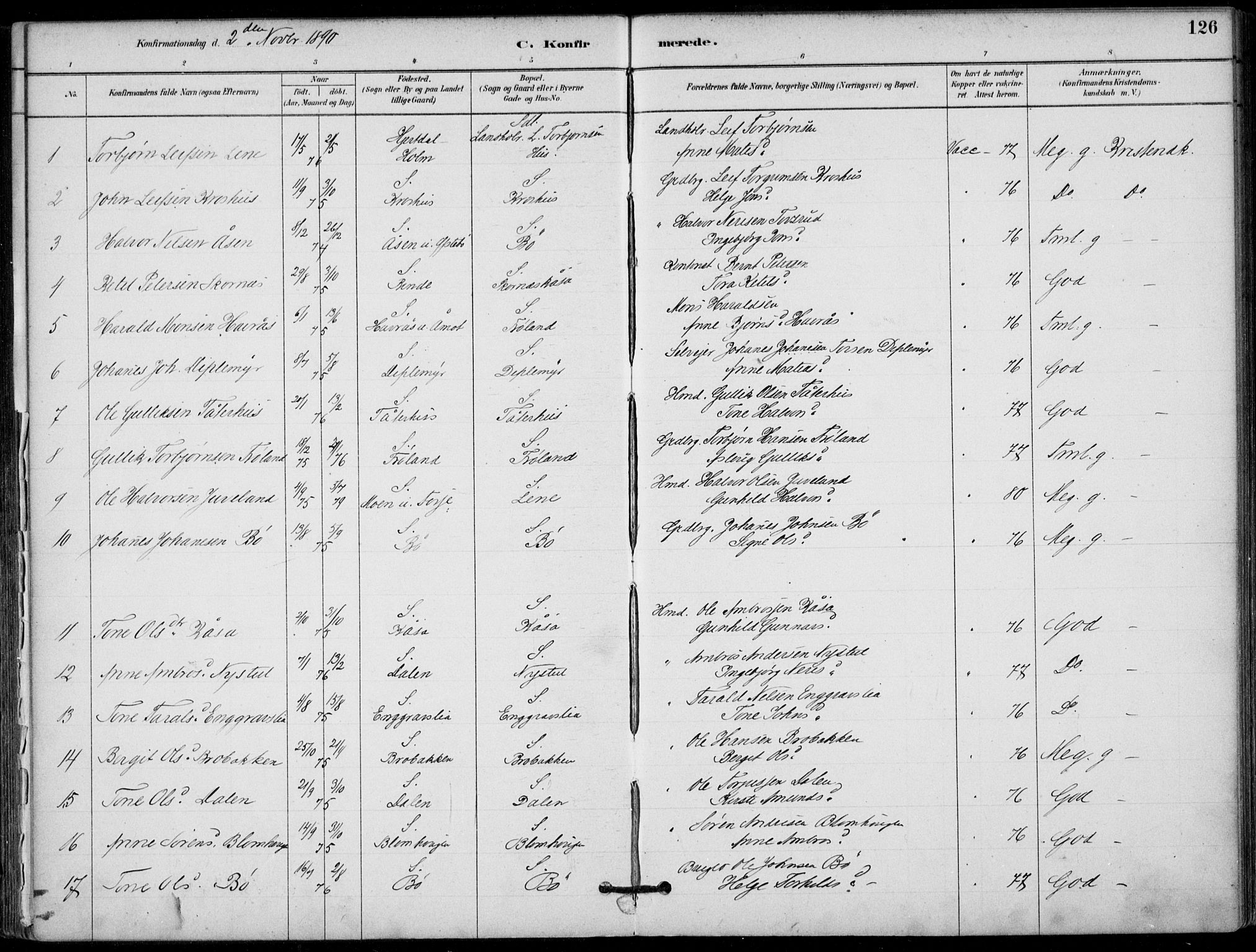 Hjartdal kirkebøker, AV/SAKO-A-270/F/Fb/L0002: Parish register (official) no. II 2, 1880-1932, p. 126