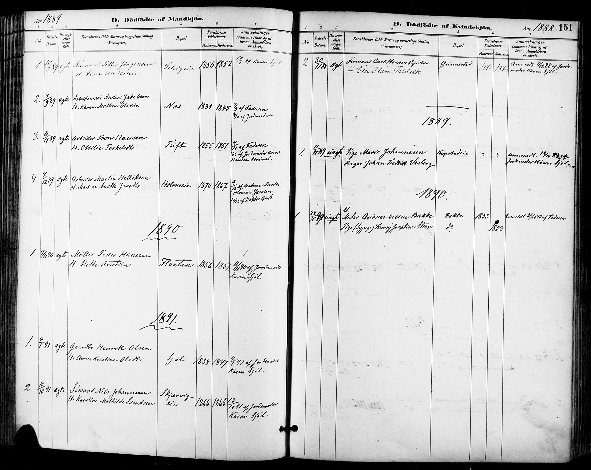 Sande Kirkebøker, SAKO/A-53/F/Fa/L0007: Parish register (official) no. 7, 1888-1903, p. 151