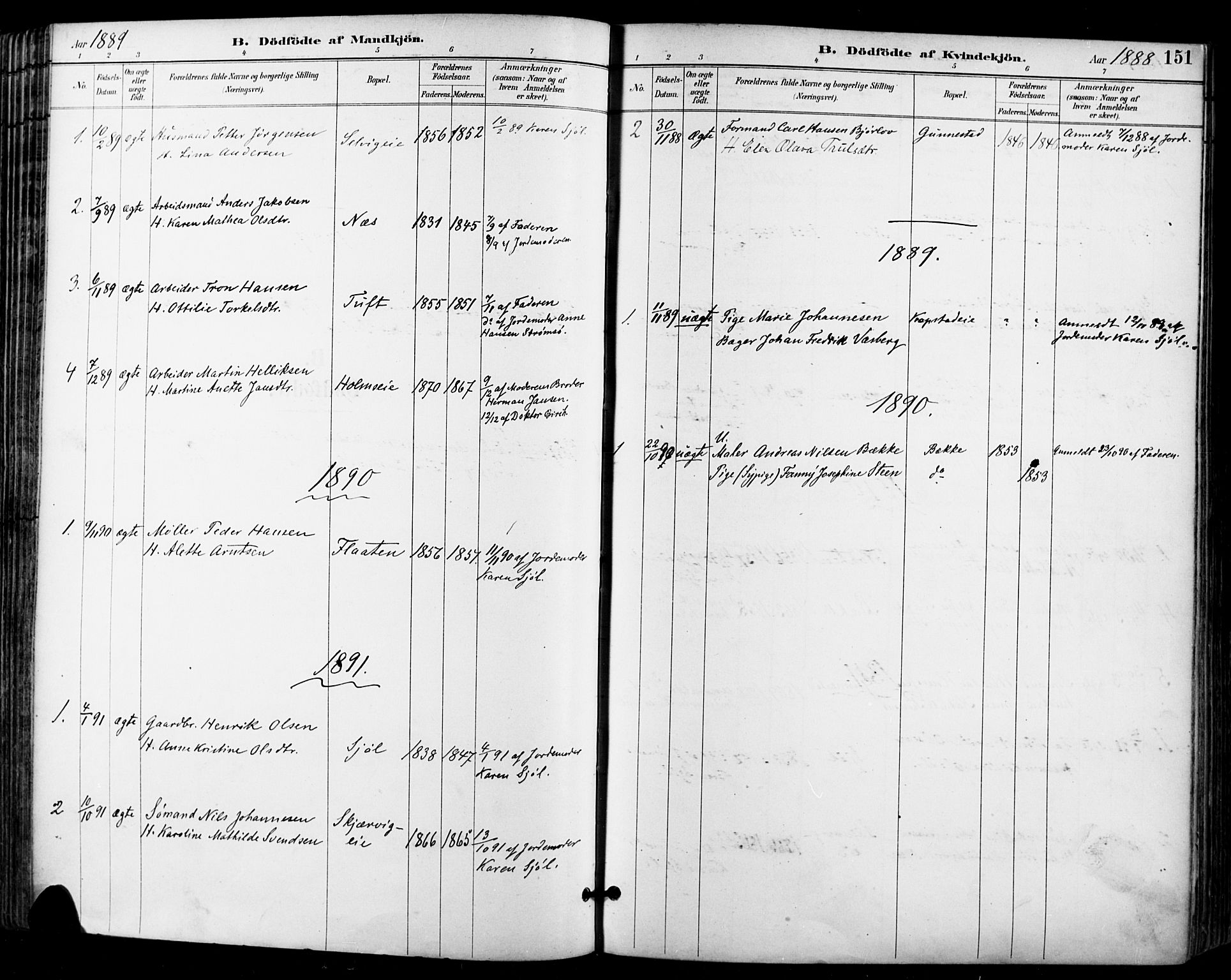 Sande Kirkebøker, AV/SAKO-A-53/F/Fa/L0007: Parish register (official) no. 7, 1888-1903, p. 151