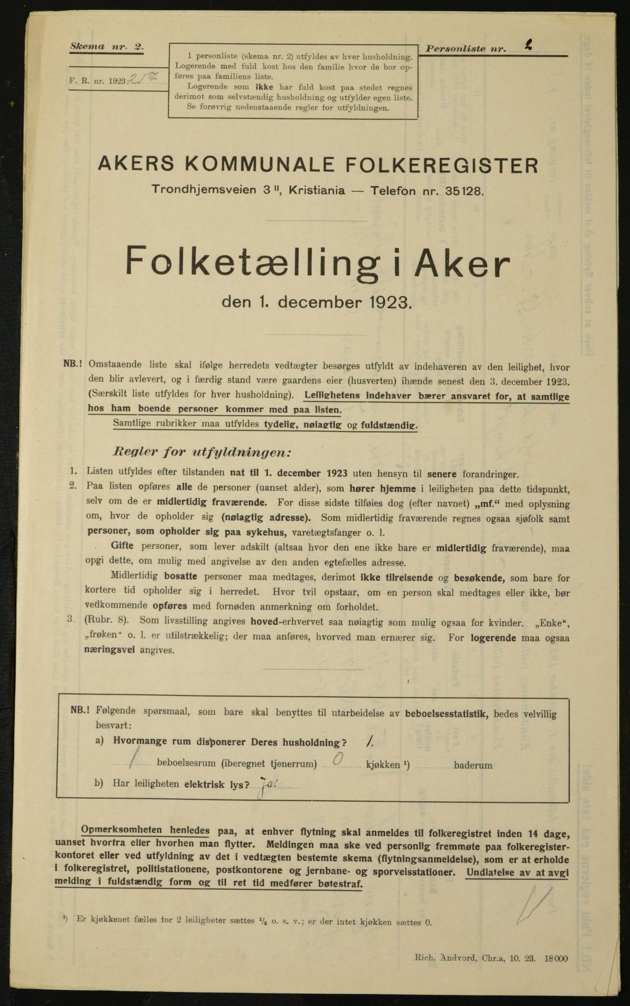 , Municipal Census 1923 for Aker, 1923, p. 23629