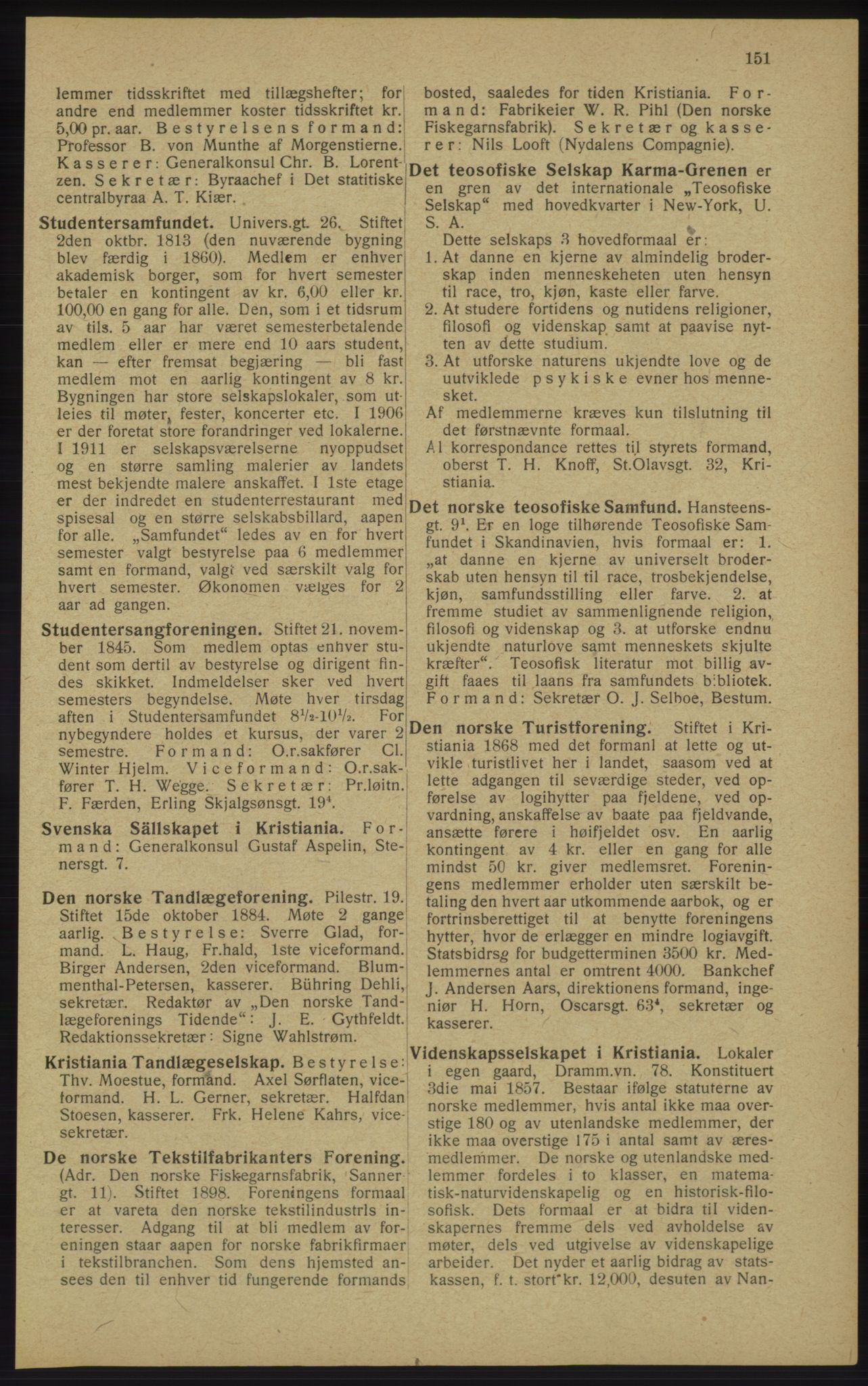 Kristiania/Oslo adressebok, PUBL/-, 1913, p. 153