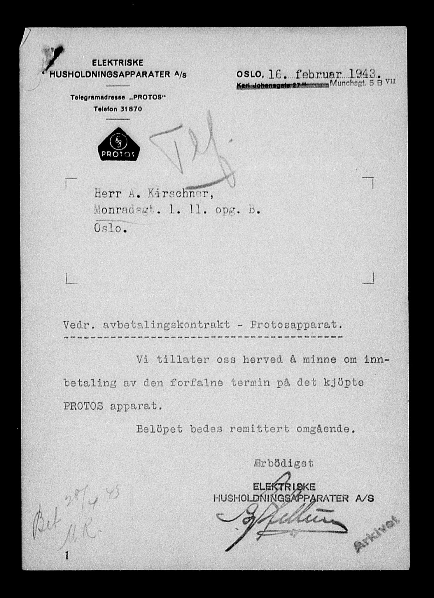 Justisdepartementet, Tilbakeføringskontoret for inndratte formuer, AV/RA-S-1564/H/Hc/Hcc/L0951: --, 1945-1947, p. 449