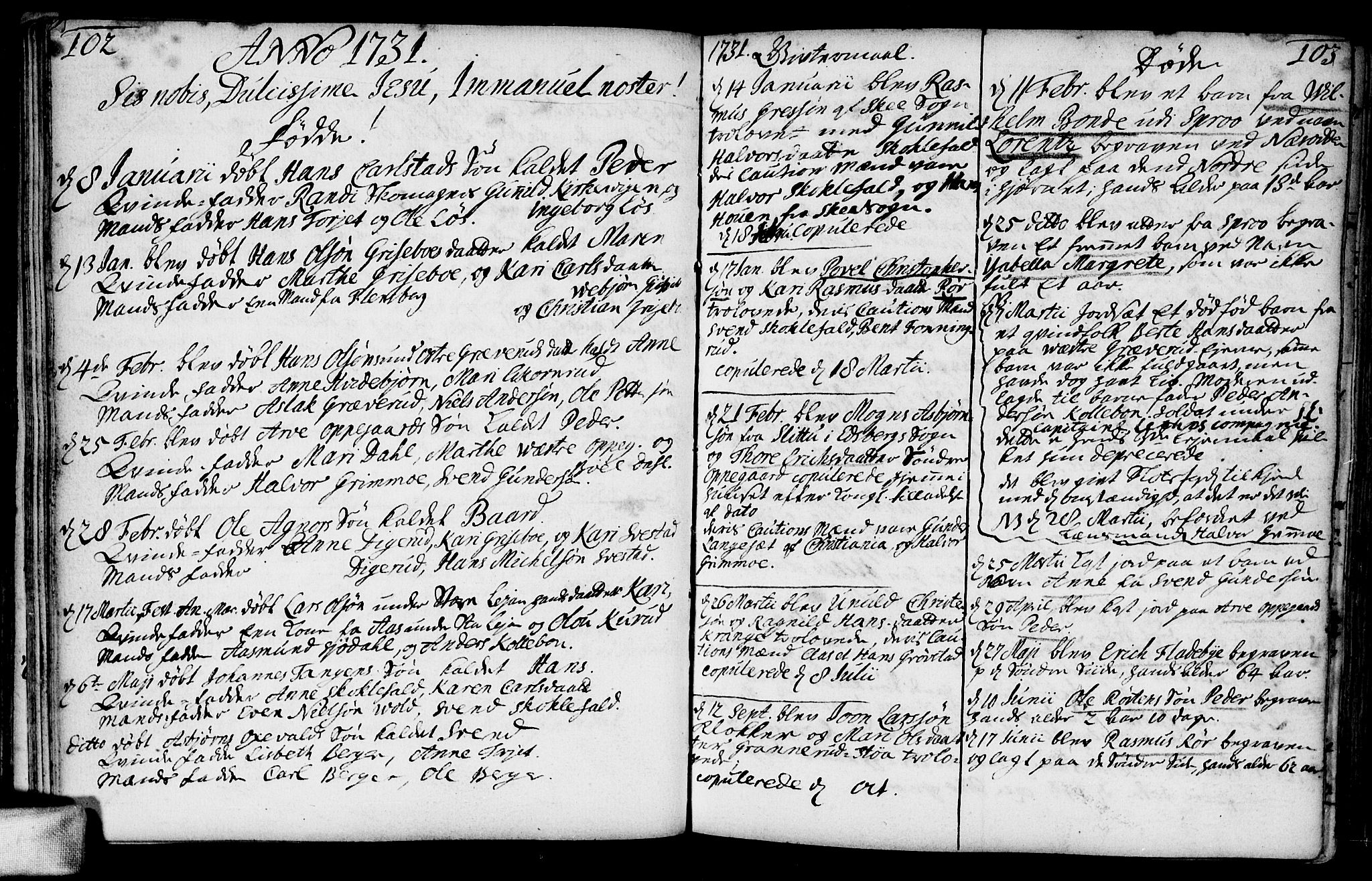 Nesodden prestekontor Kirkebøker, AV/SAO-A-10013/F/Fa/L0001: Parish register (official) no. I 1, 1709-1750, p. 102-103