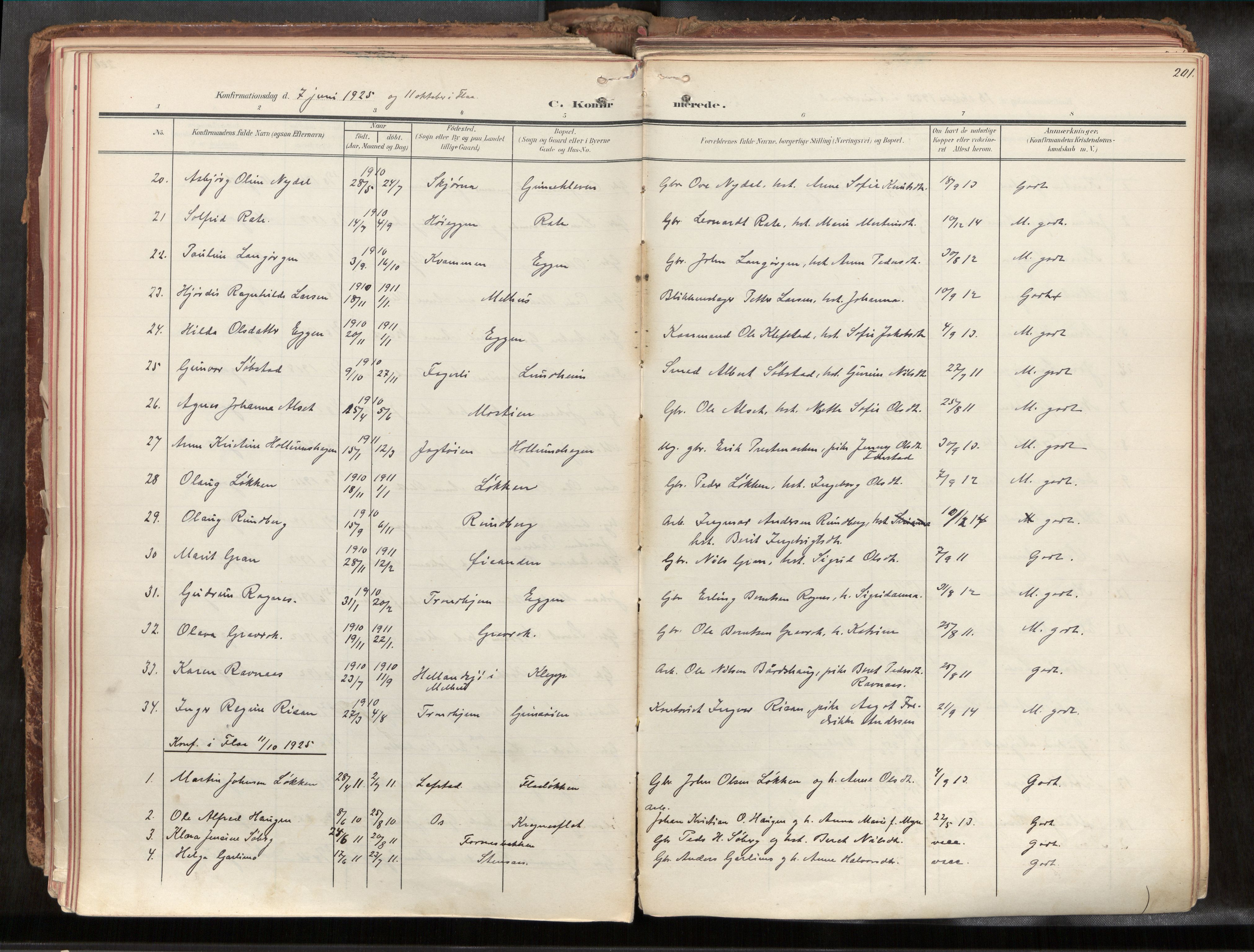 Ministerialprotokoller, klokkerbøker og fødselsregistre - Sør-Trøndelag, AV/SAT-A-1456/691/L1085b: Parish register (official) no. 691A18, 1908-1930, p. 201