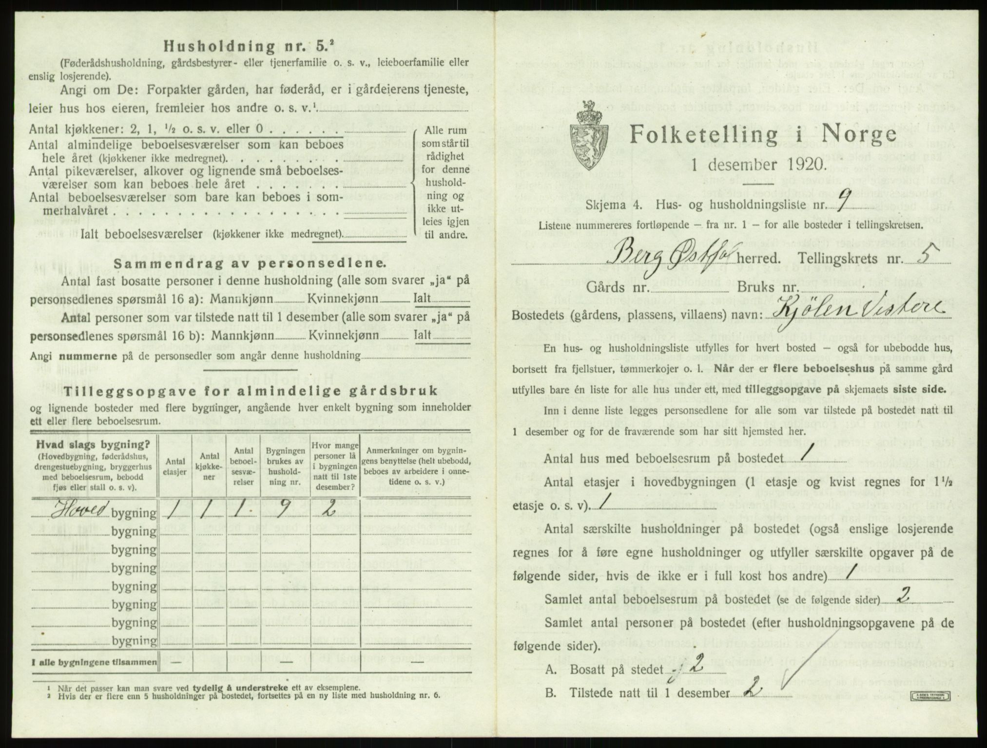 SAO, 1920 census for Berg, 1920, p. 1231