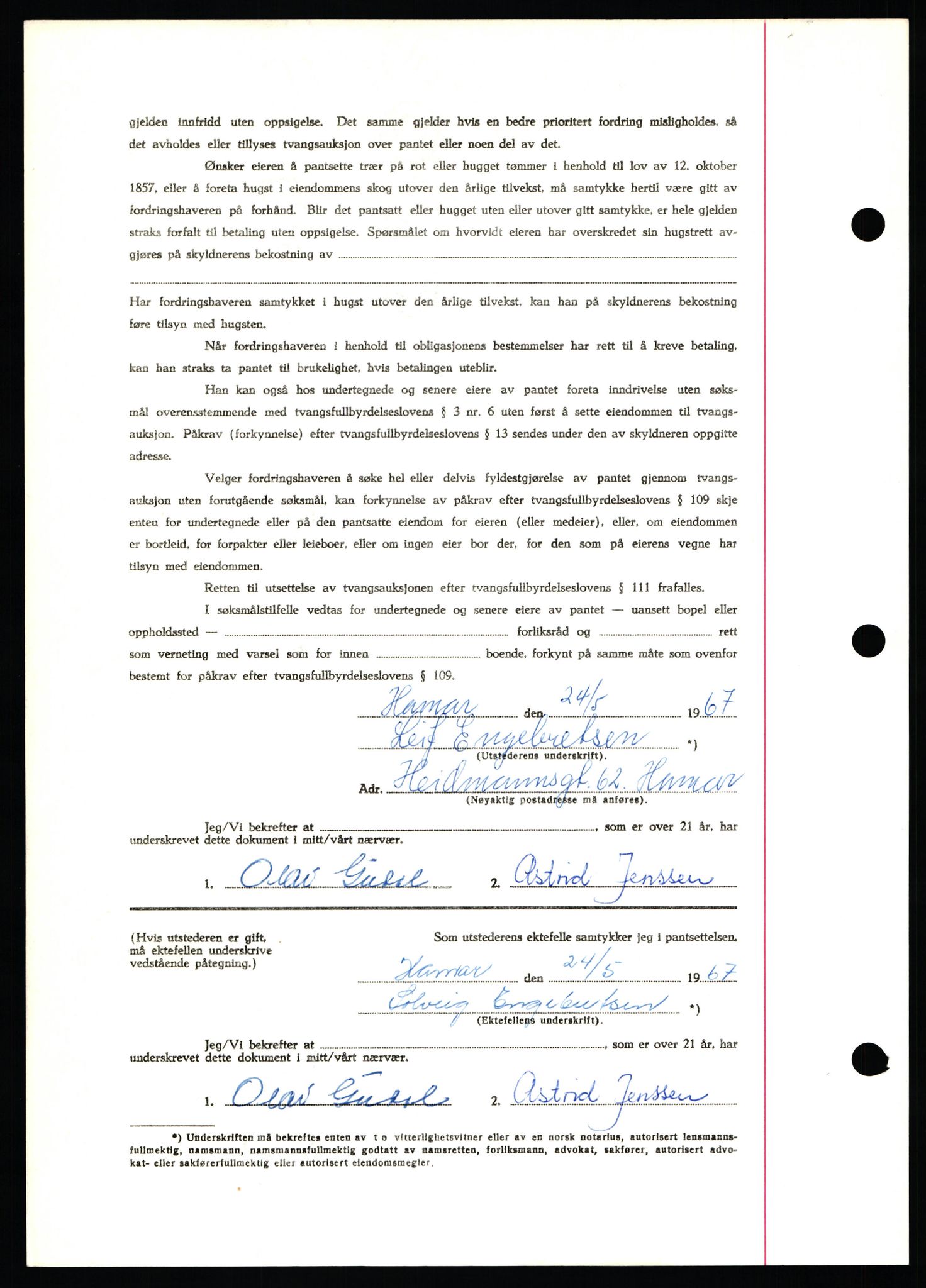 Nord-Hedmark sorenskriveri, SAH/TING-012/H/Hb/Hbf/L0071: Mortgage book no. B71, 1967-1967, Diary no: : 2331/1967