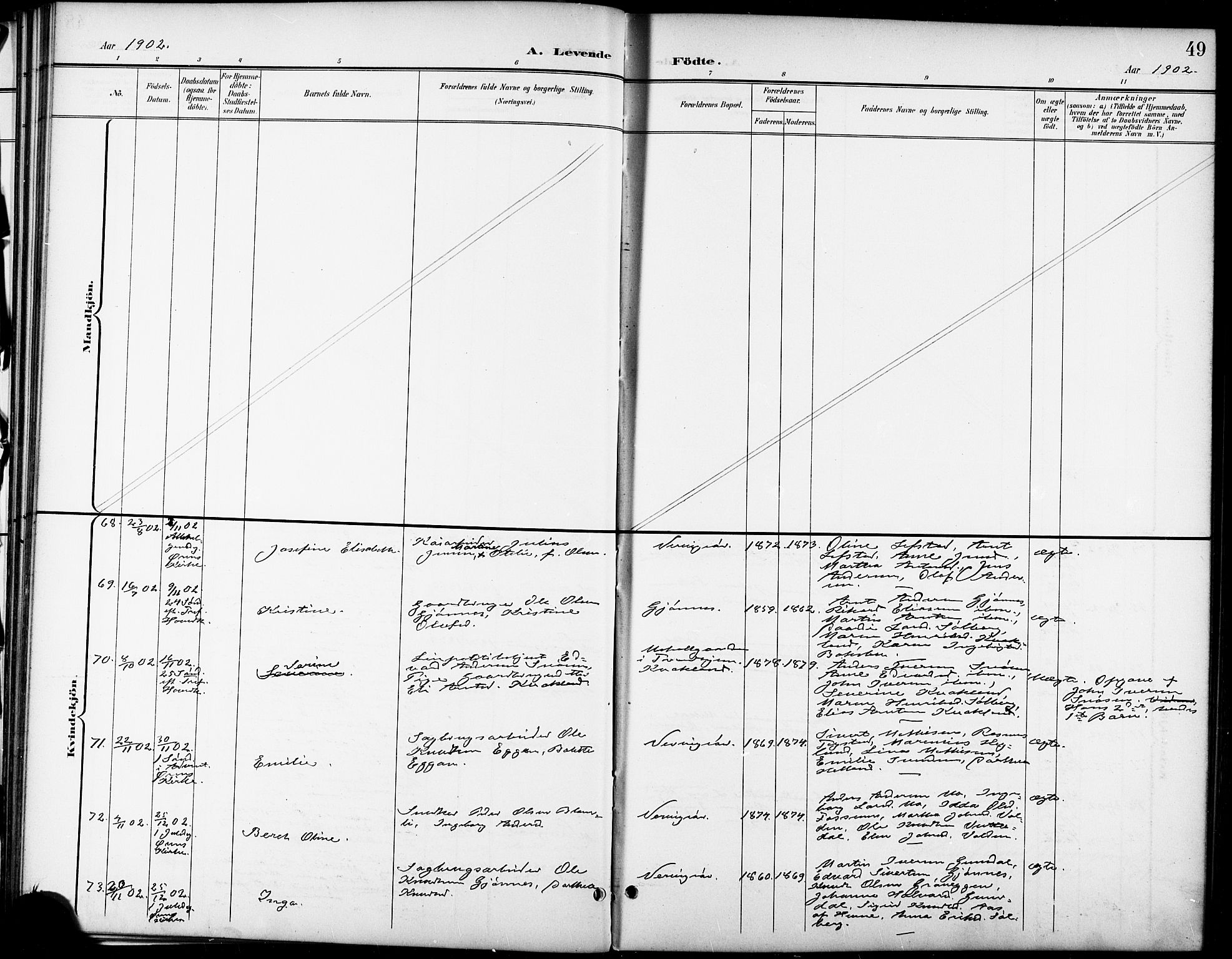 Ministerialprotokoller, klokkerbøker og fødselsregistre - Sør-Trøndelag, SAT/A-1456/668/L0819: Parish register (copy) no. 668C08, 1899-1912, p. 49