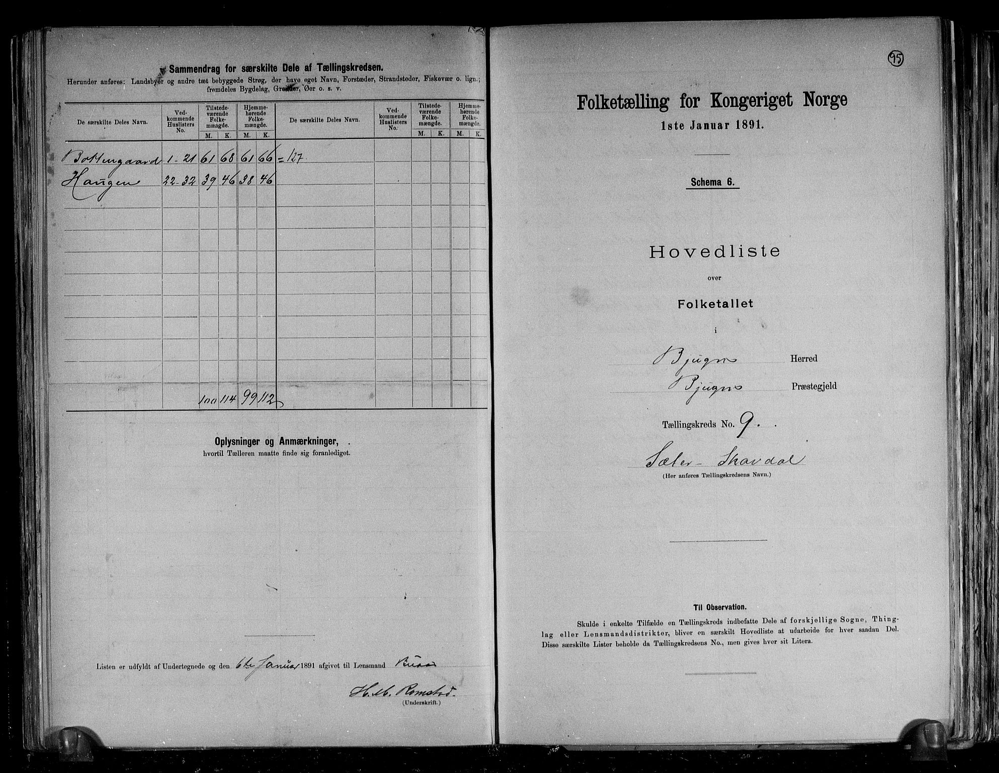 RA, 1891 census for 1627 Bjugn, 1891, p. 22