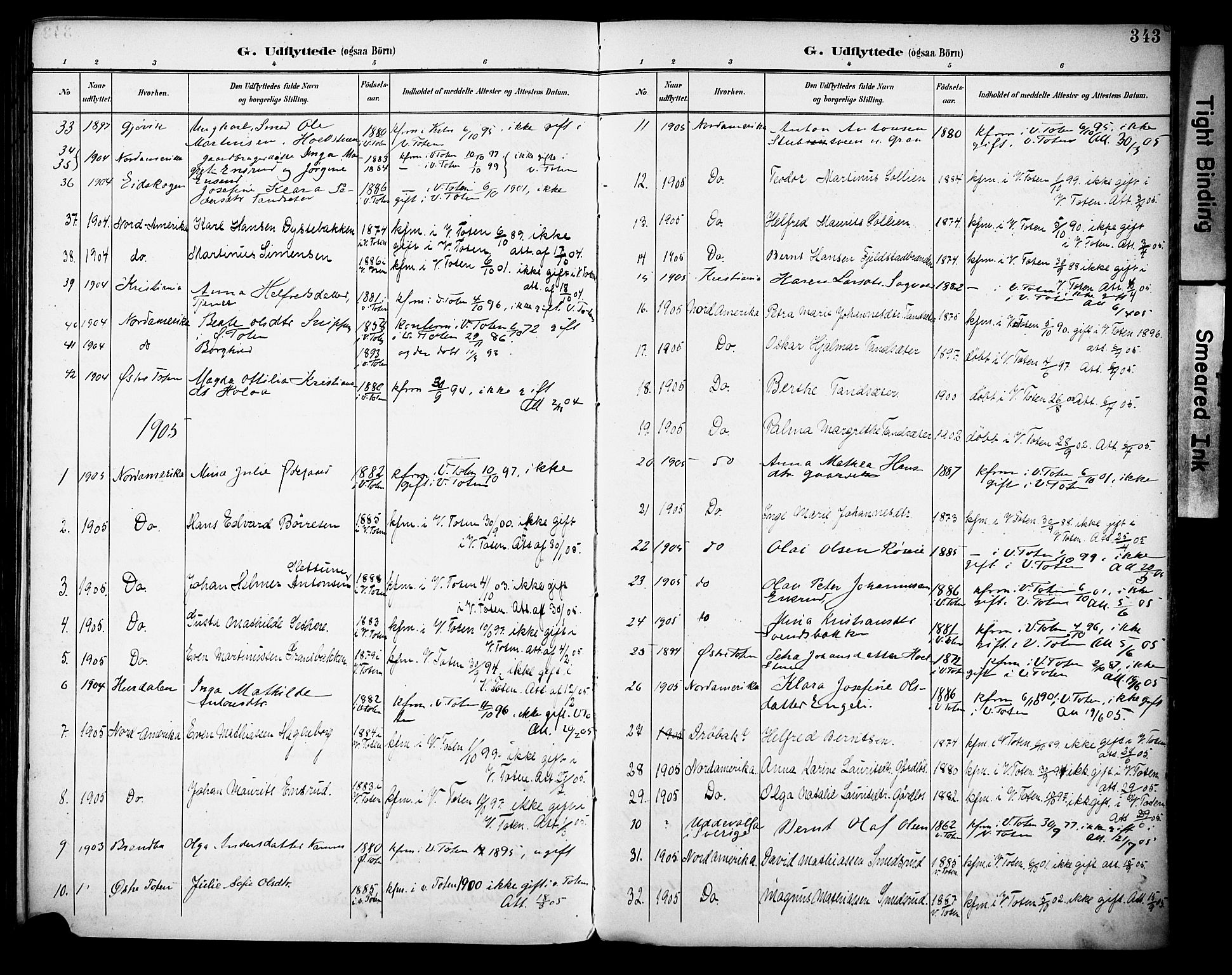 Vestre Toten prestekontor, SAH/PREST-108/H/Ha/Haa/L0013: Parish register (official) no. 13, 1895-1911, p. 343