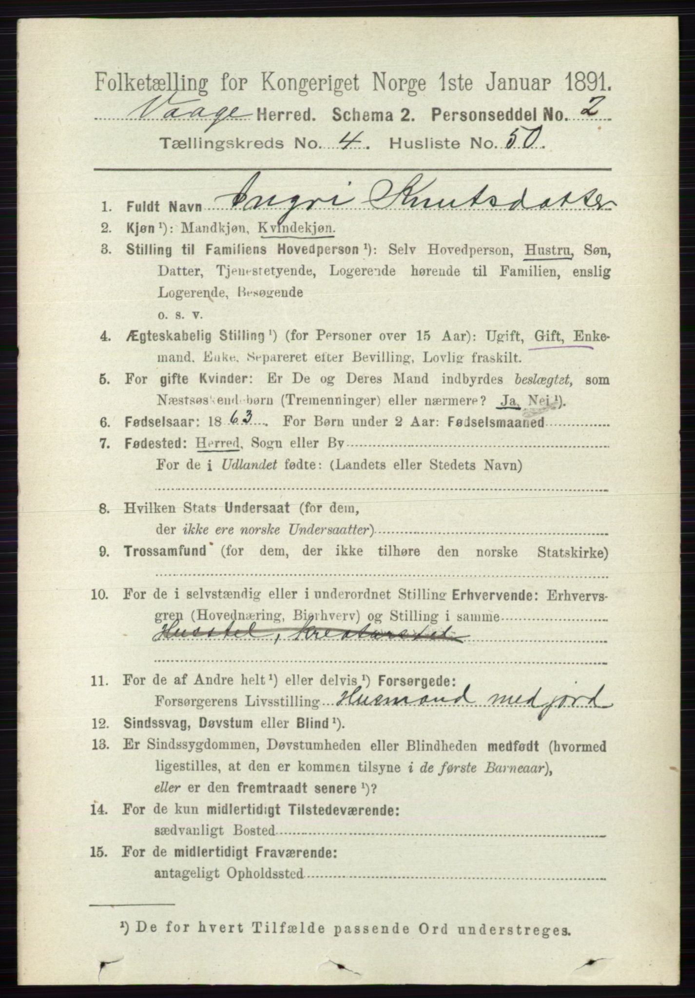 RA, 1891 census for 0515 Vågå, 1891, p. 3026