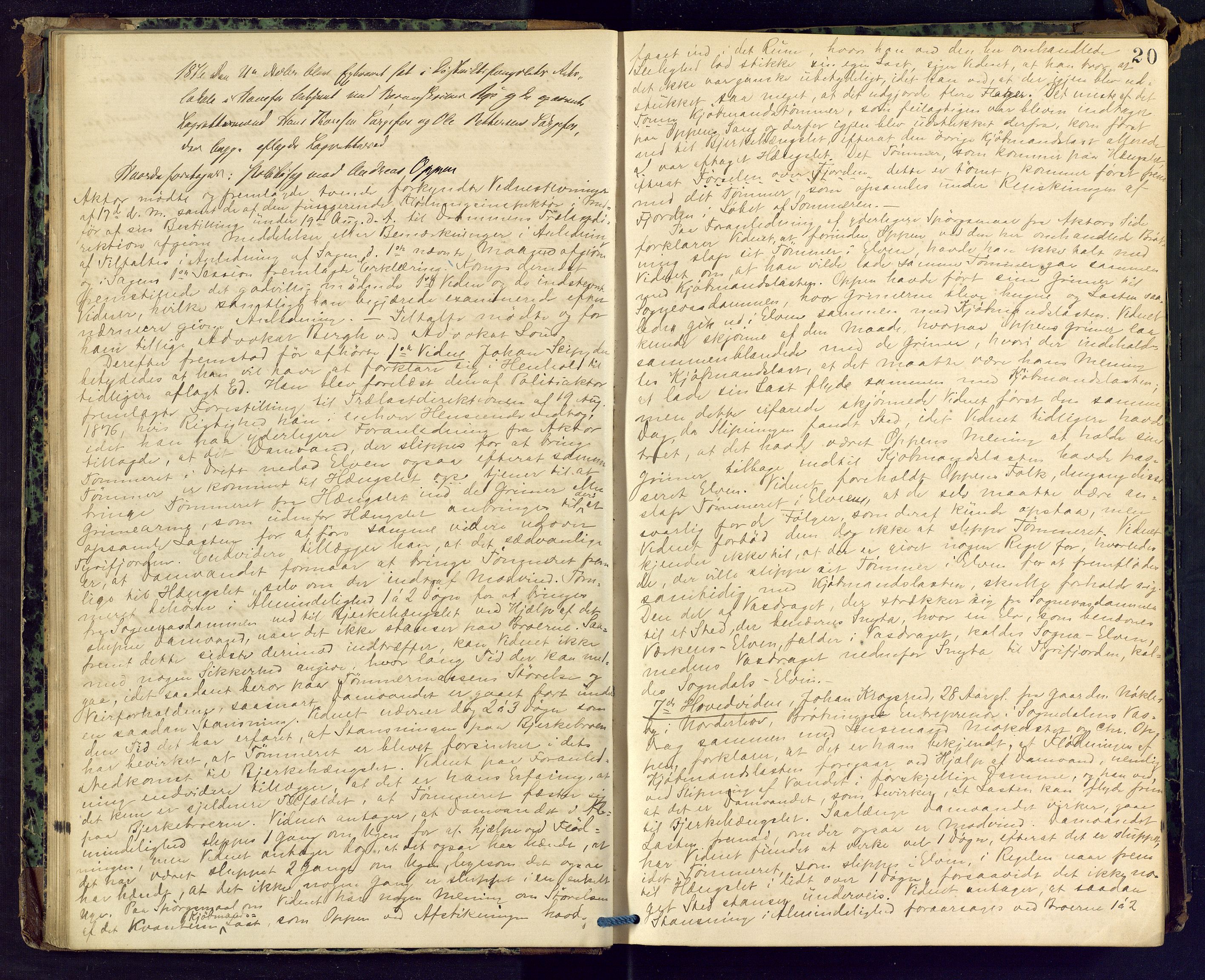 Ringerike sorenskriveri, AV/SAKO-A-105/F/Fc/Fca/L0015: Ekstrarettsprotokoll, 1876-1879, p. 20