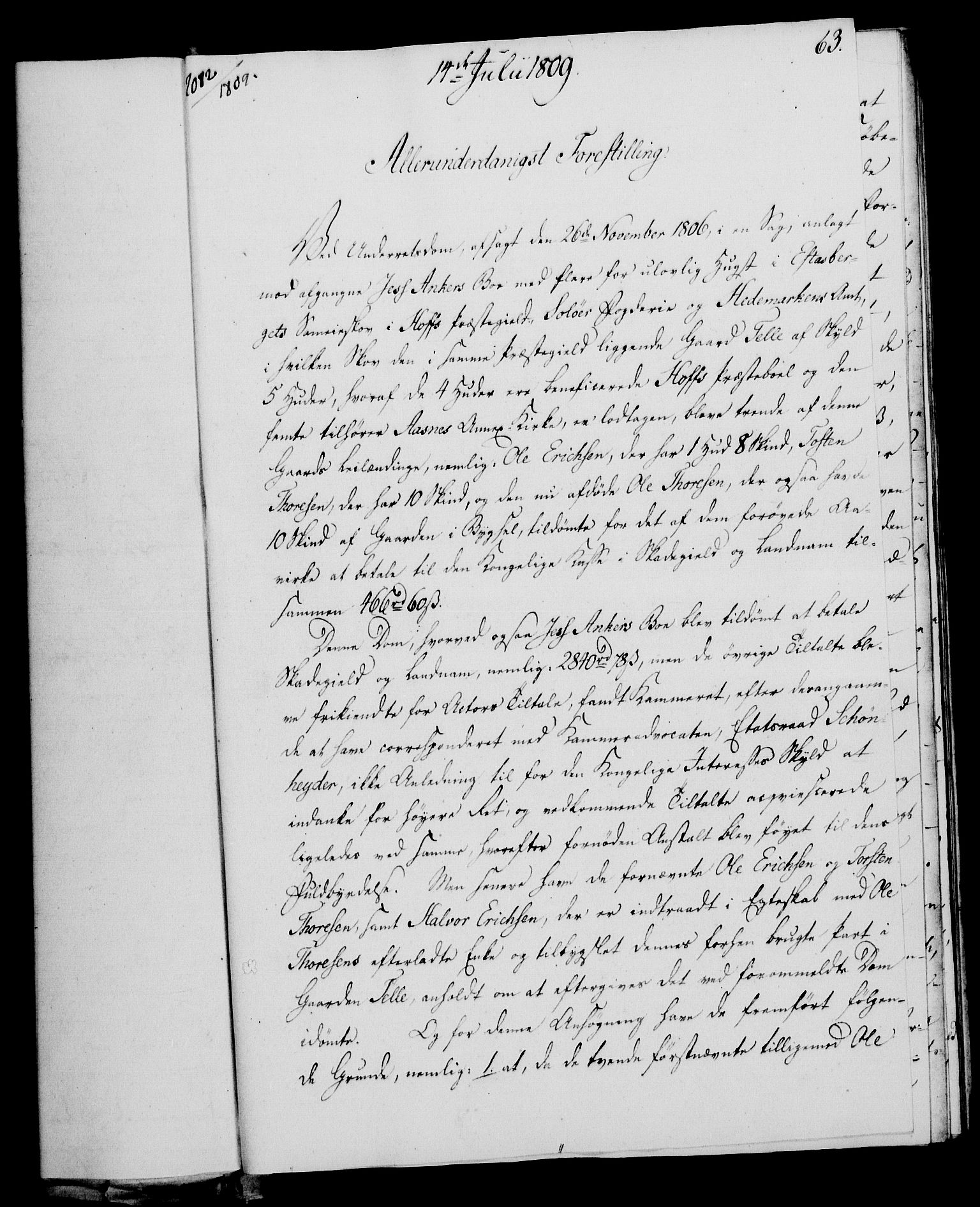 Rentekammeret, Kammerkanselliet, AV/RA-EA-3111/G/Gf/Gfa/L0091: Norsk relasjons- og resolusjonsprotokoll (merket RK 52.91), 1809, p. 260