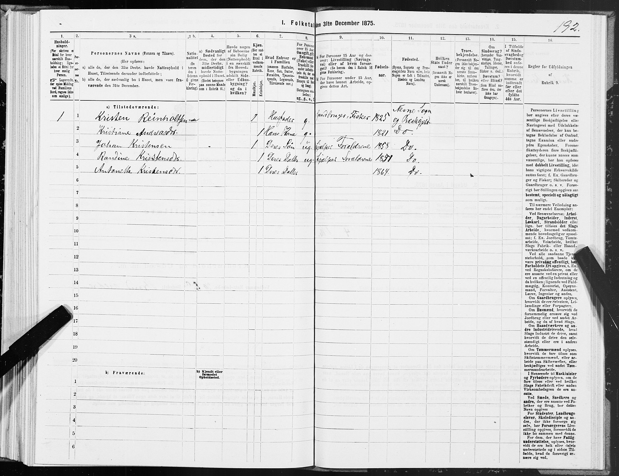 SAT, 1875 census for 1828P Nesna, 1875, p. 1192