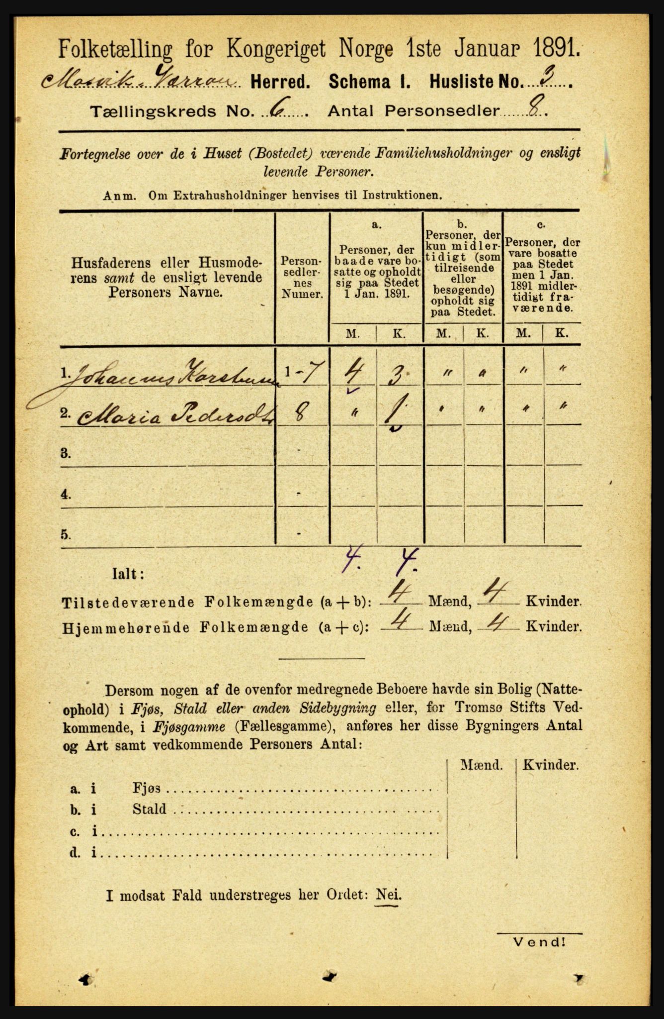 RA, 1891 census for 1723 Mosvik og Verran, 1891, p. 2390