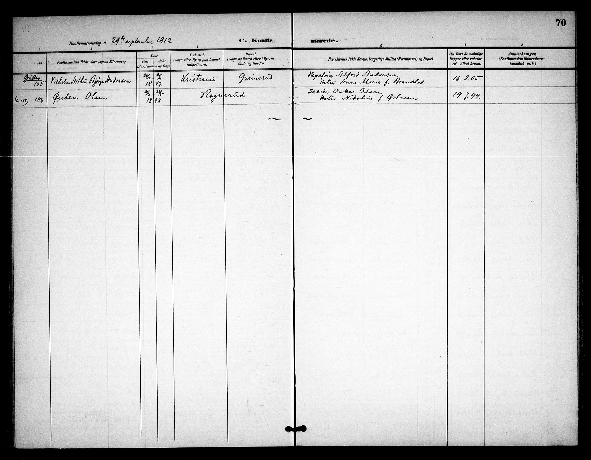 Asker prestekontor Kirkebøker, AV/SAO-A-10256a/F/Fa/L0016: Parish register (official) no. I 16, 1900-1917, p. 70