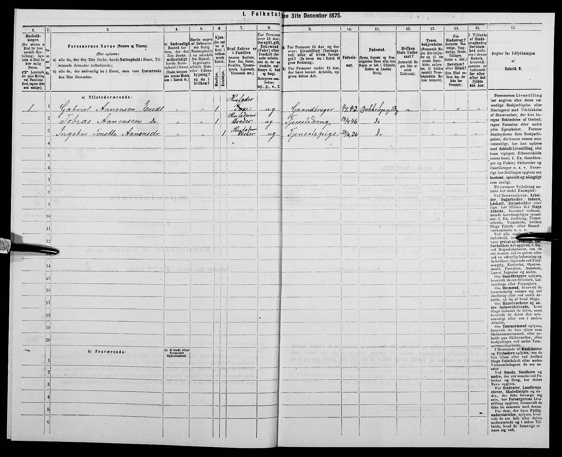 SAK, 1875 census for 1045P Bakke, 1875, p. 386