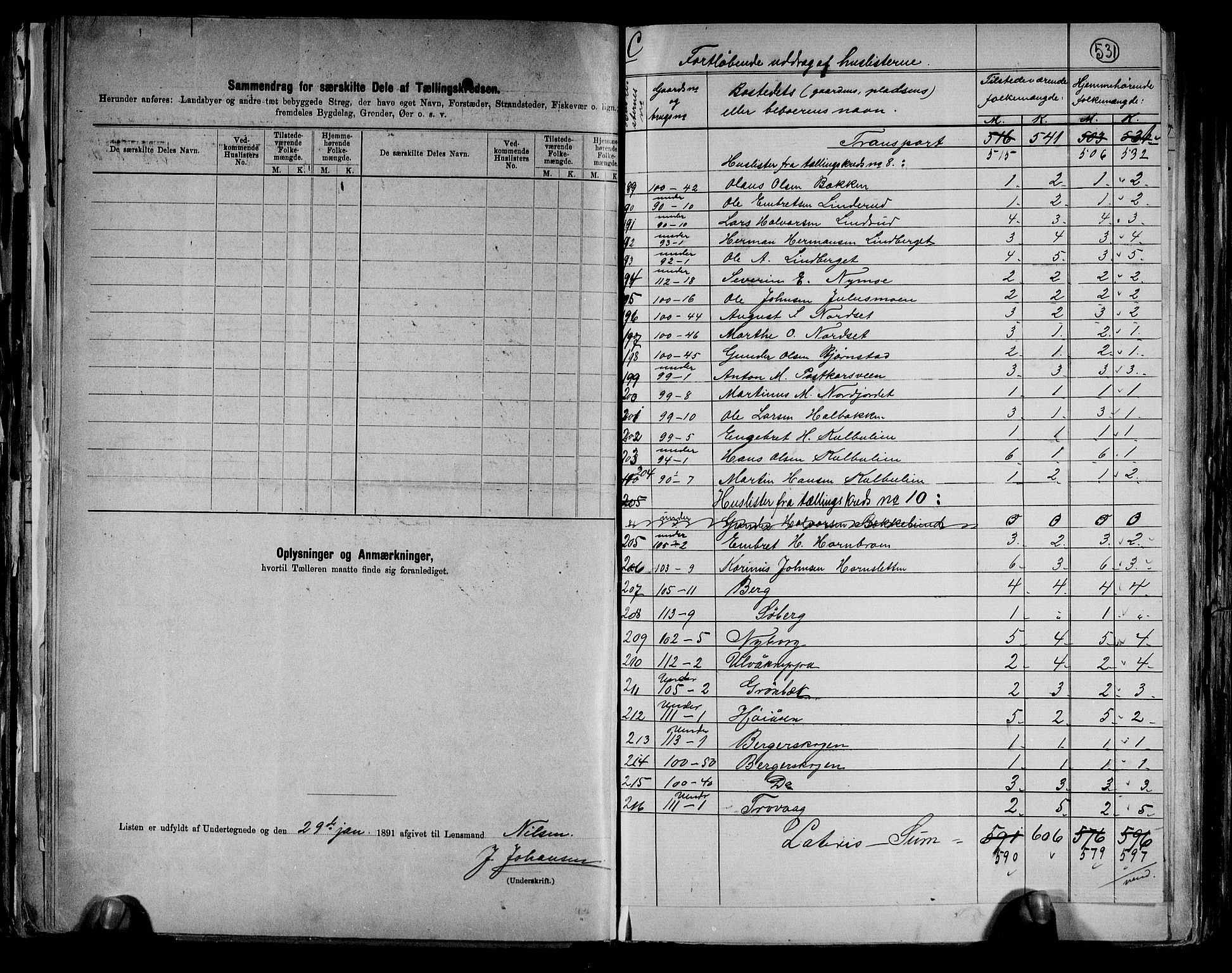 RA, 1891 census for 0427 Elverum, 1891, p. 29