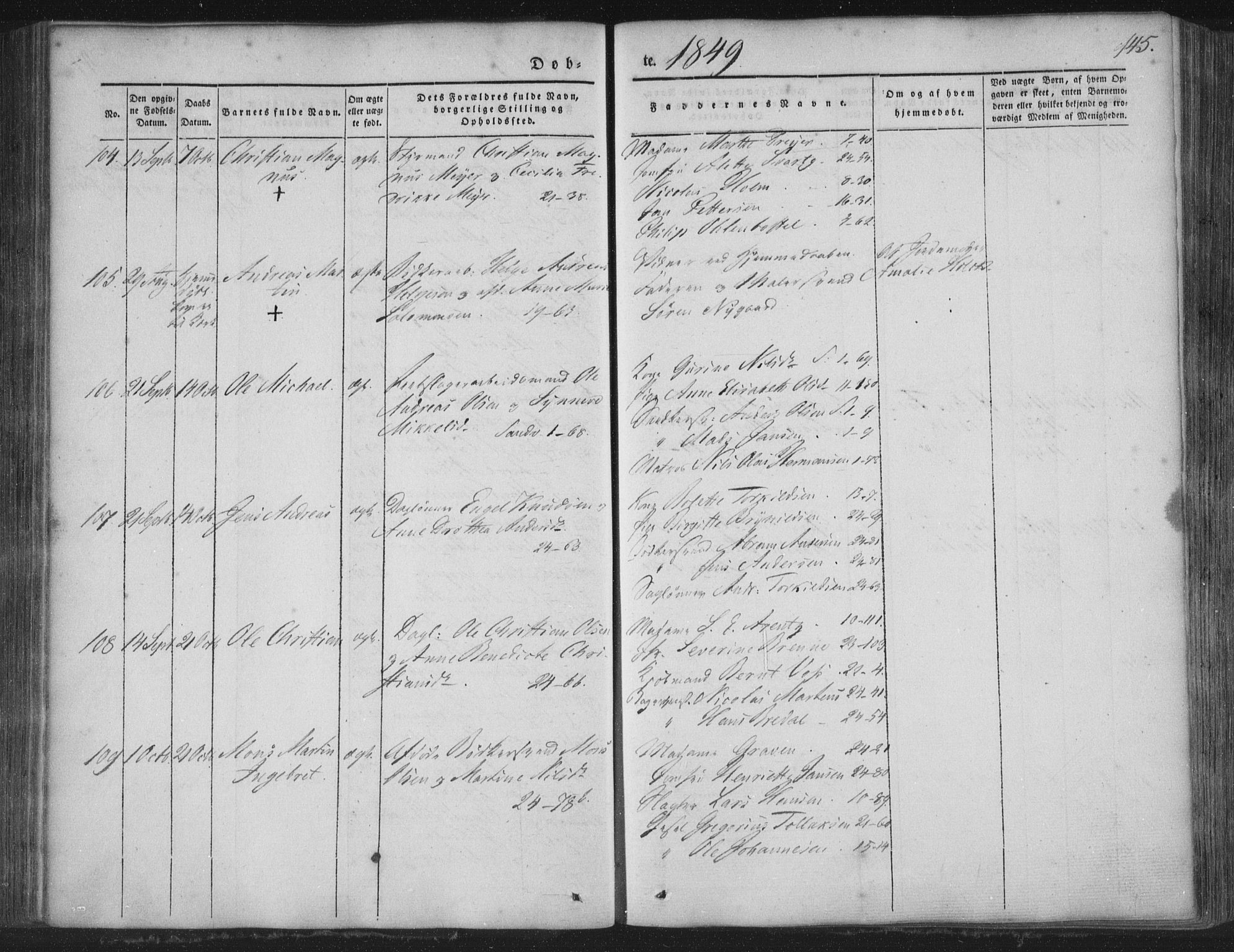 Korskirken sokneprestembete, AV/SAB-A-76101/H/Haa/L0016: Parish register (official) no. B 2, 1841-1851, p. 145