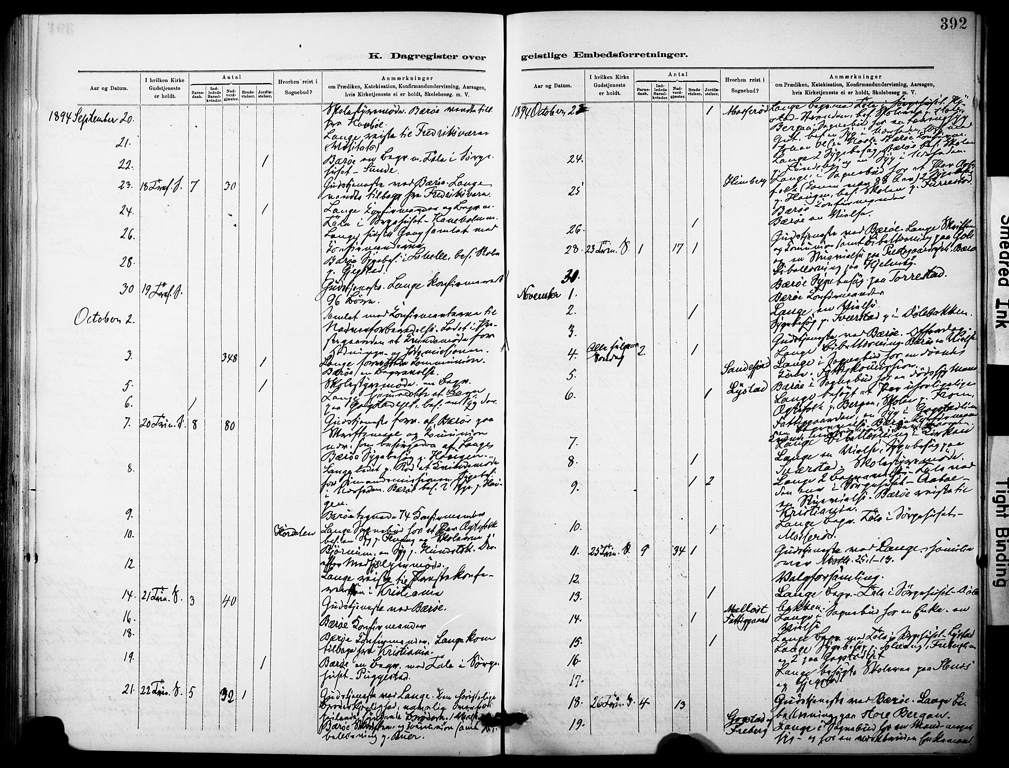 Sandar kirkebøker, AV/SAKO-A-243/F/Fa/L0013: Parish register (official) no. 13, 1883-1895, p. 392