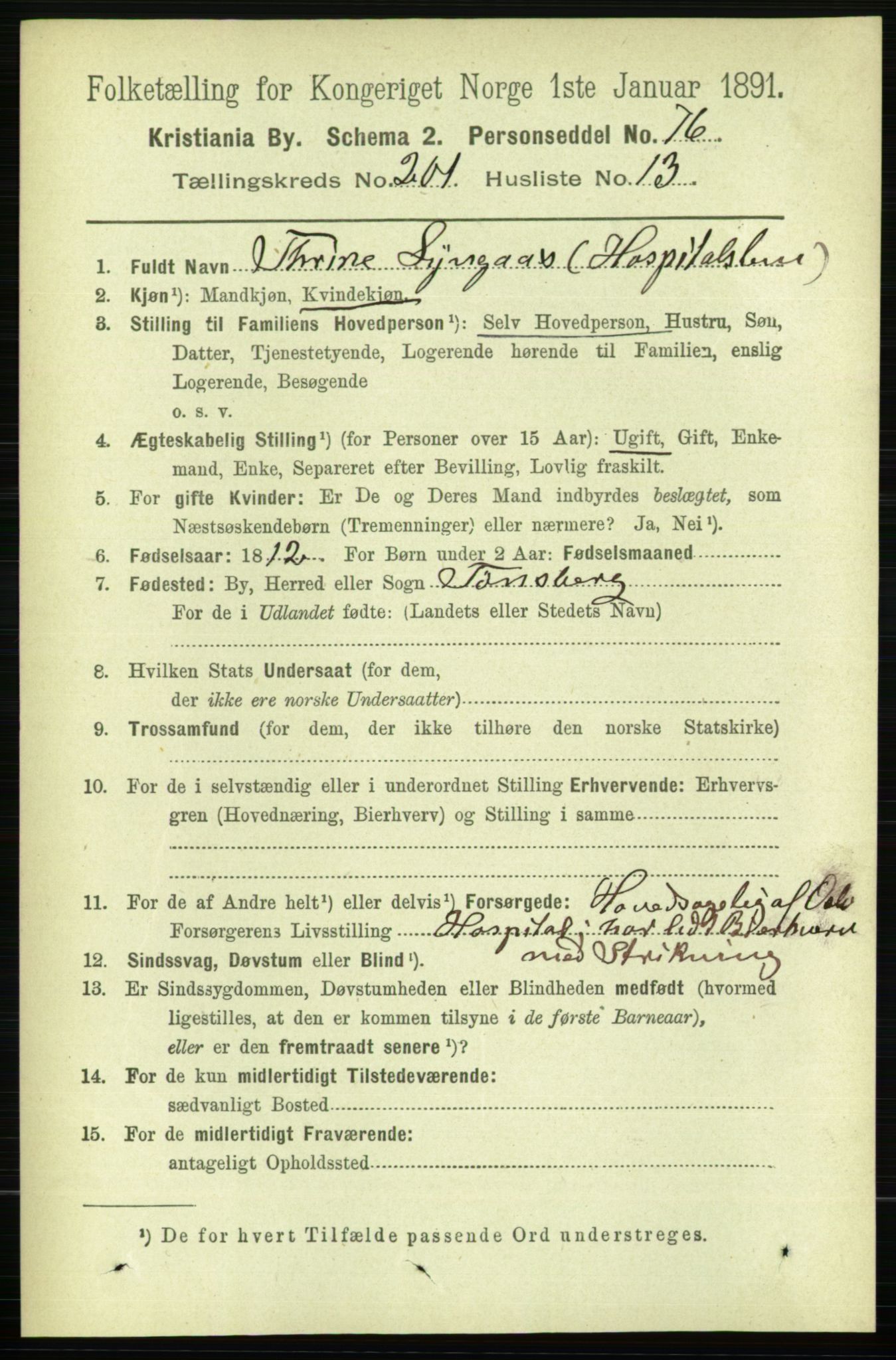RA, 1891 census for 0301 Kristiania, 1891, p. 121190