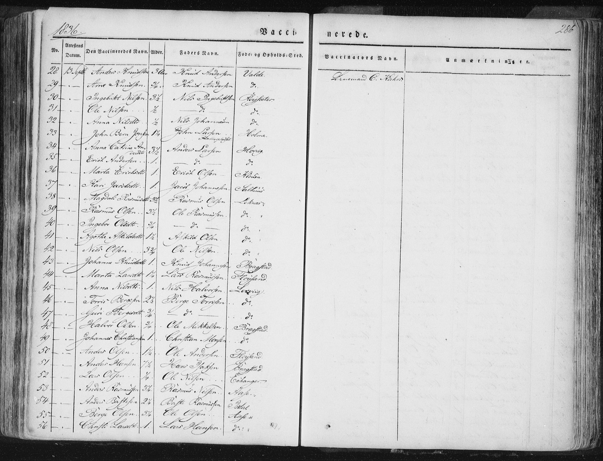Hamre sokneprestembete, SAB/A-75501/H/Ha/Haa/Haaa/L0012: Parish register (official) no. A 12, 1834-1845, p. 286