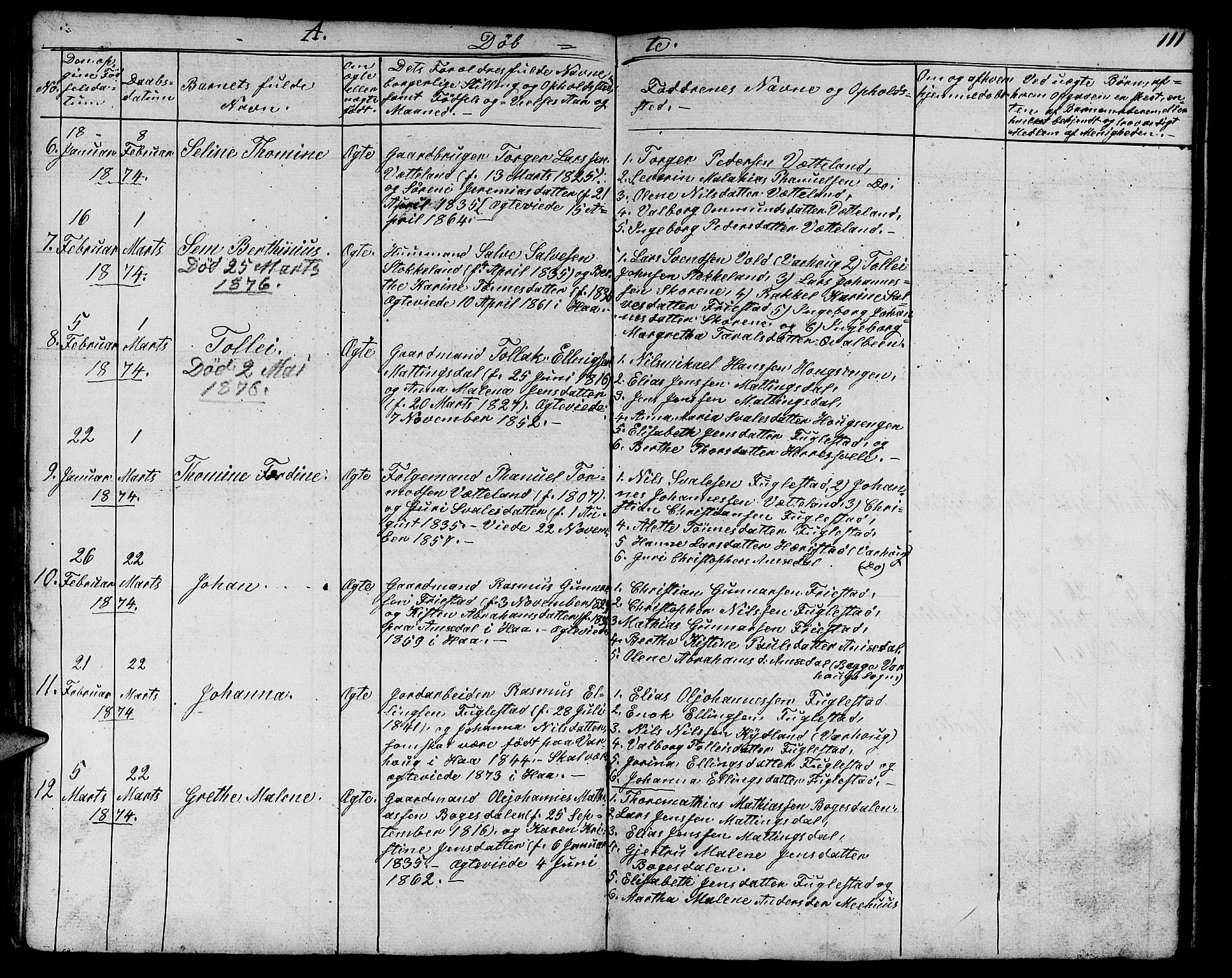 Eigersund sokneprestkontor, AV/SAST-A-101807/S09/L0003: Parish register (copy) no. B 3, 1846-1875, p. 111