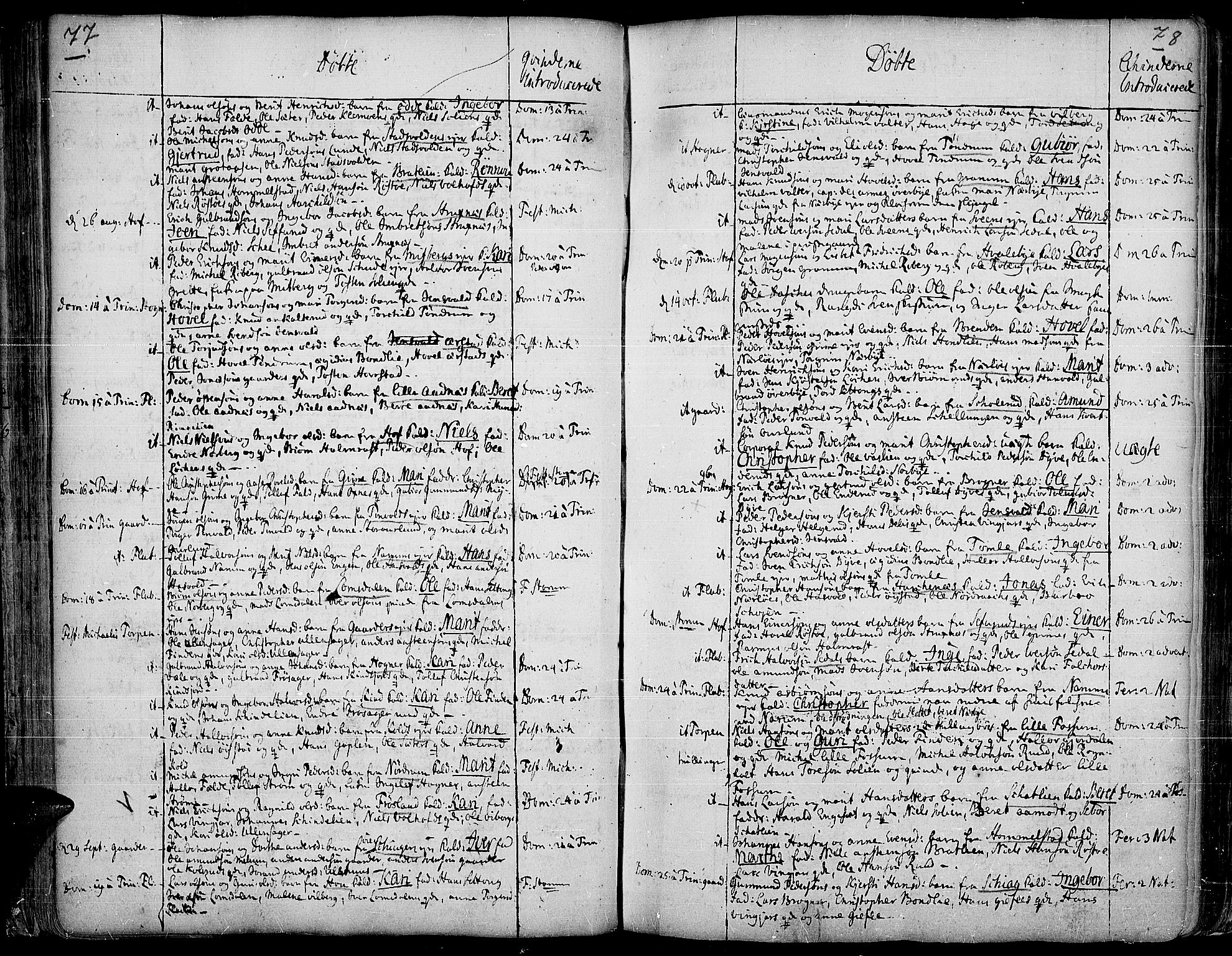 Land prestekontor, SAH/PREST-120/H/Ha/Haa/L0002: Parish register (official) no. 2, 1733-1764, p. 77-78