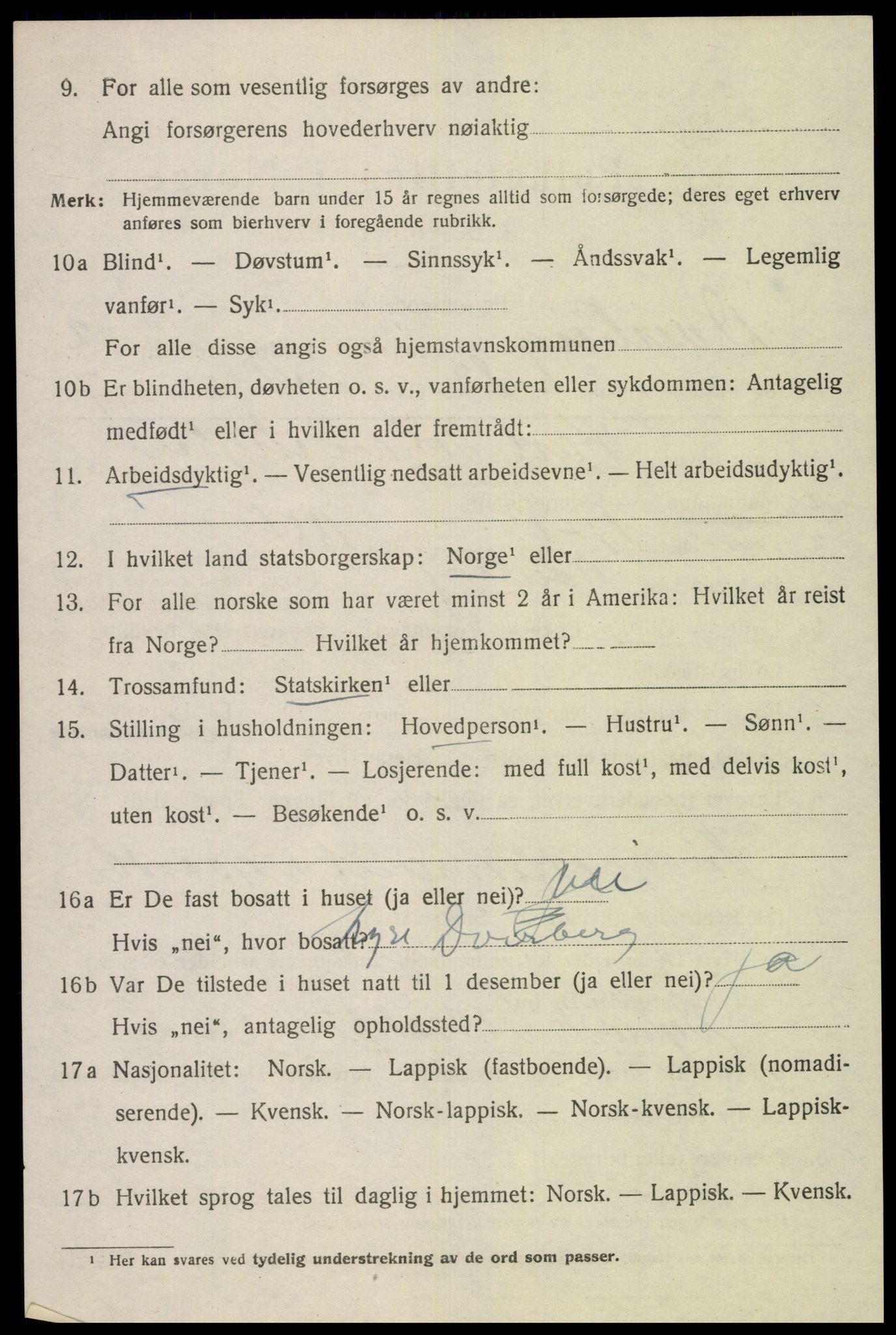 SAT, 1920 census for Dverberg, 1920, p. 3647