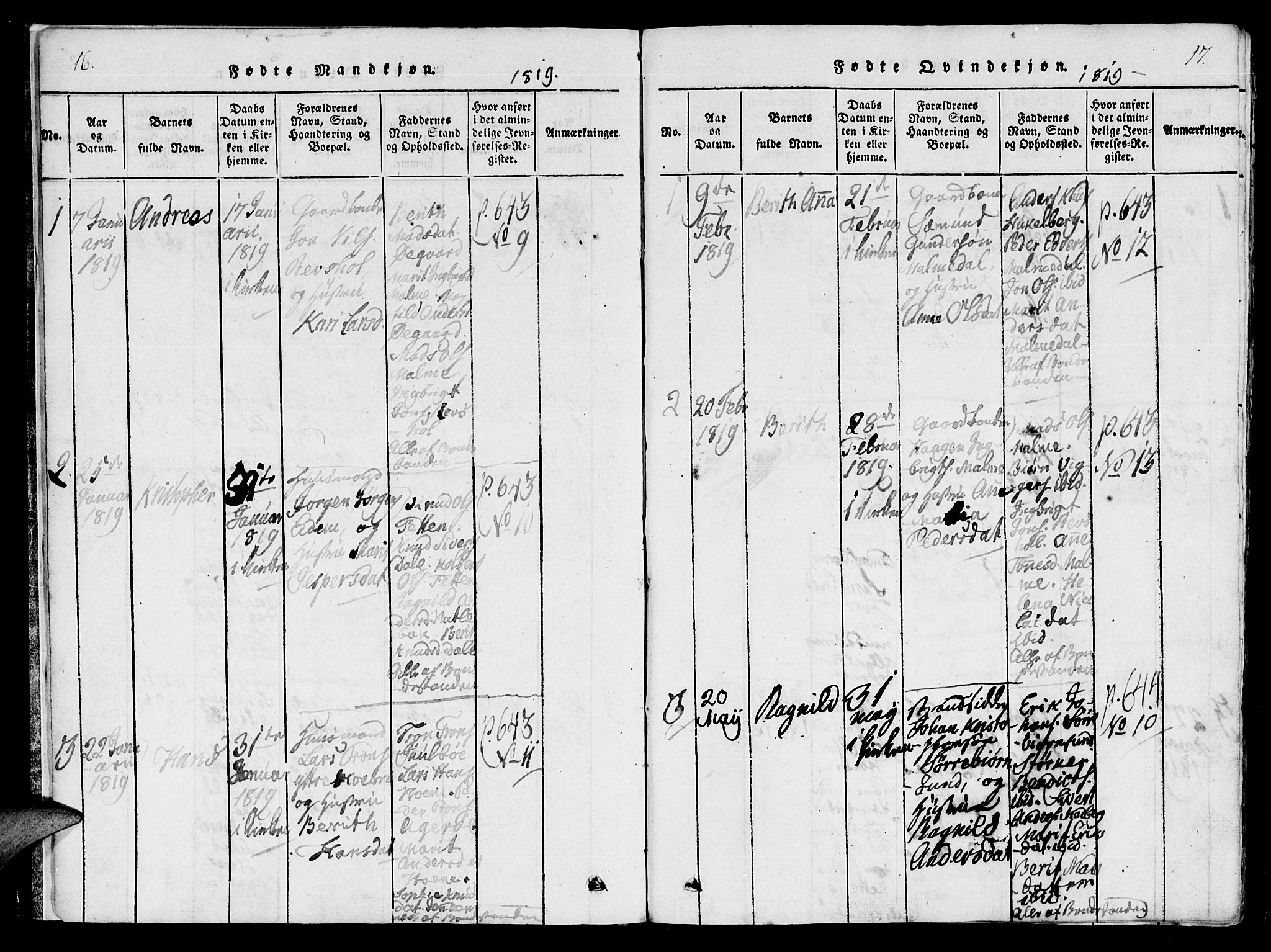 Ministerialprotokoller, klokkerbøker og fødselsregistre - Møre og Romsdal, SAT/A-1454/565/L0747: Parish register (official) no. 565A01, 1817-1844, p. 16-17