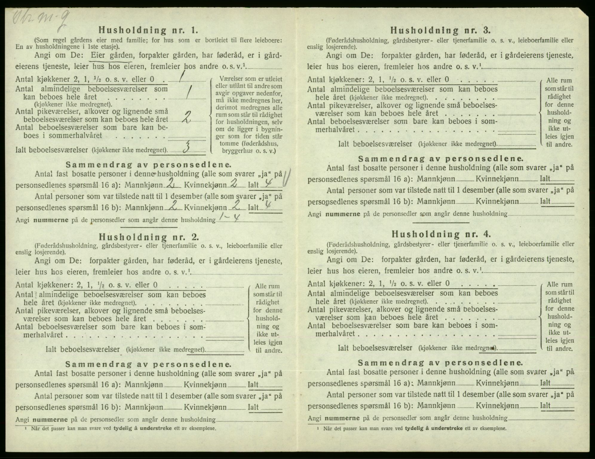 SAB, 1920 census for Fjelberg, 1920, p. 500