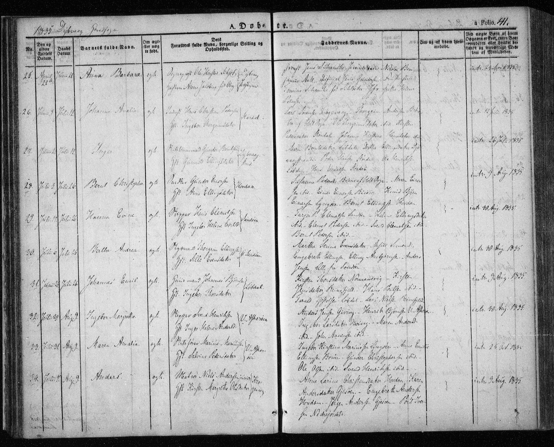 Dypvåg sokneprestkontor, AV/SAK-1111-0007/F/Fa/Faa/L0004: Parish register (official) no. A 4, 1824-1840, p. 41